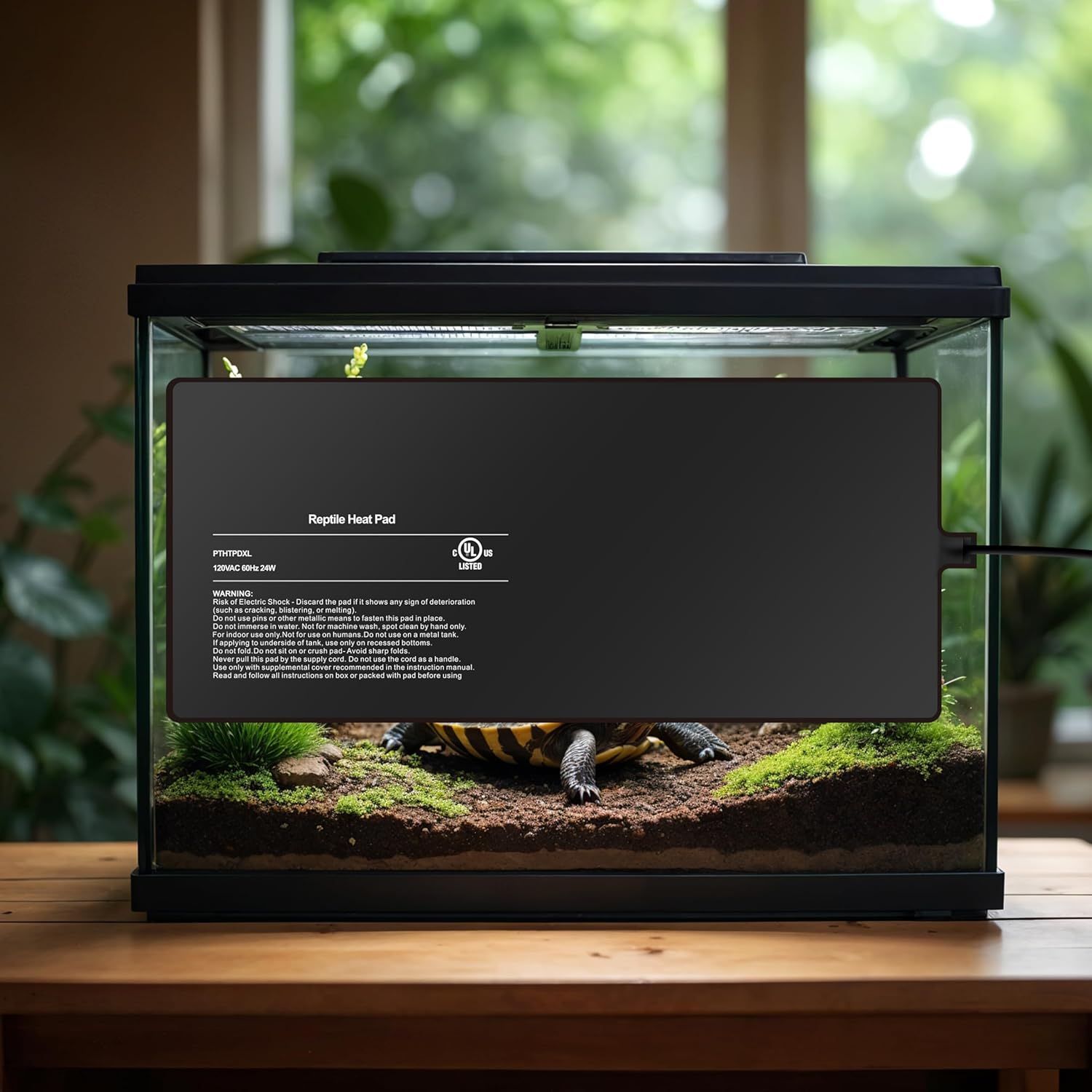 Simple Deluxe 8X18 Inch 24W Reptile Heating Pad Electric Indoor Under Tank Terrarium Heating Mat Waterproof for Turtles, Lizards, Frogs, and Other Reptiles, 2 Pack