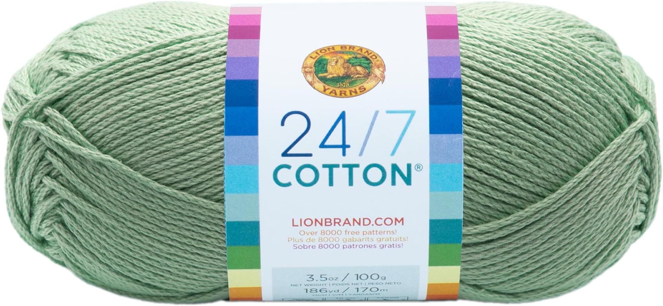 Lion Brand Yarn Company Cotton Yarn, 100 Percent Cotton, Mint,15.24x6.35x6.35 cm