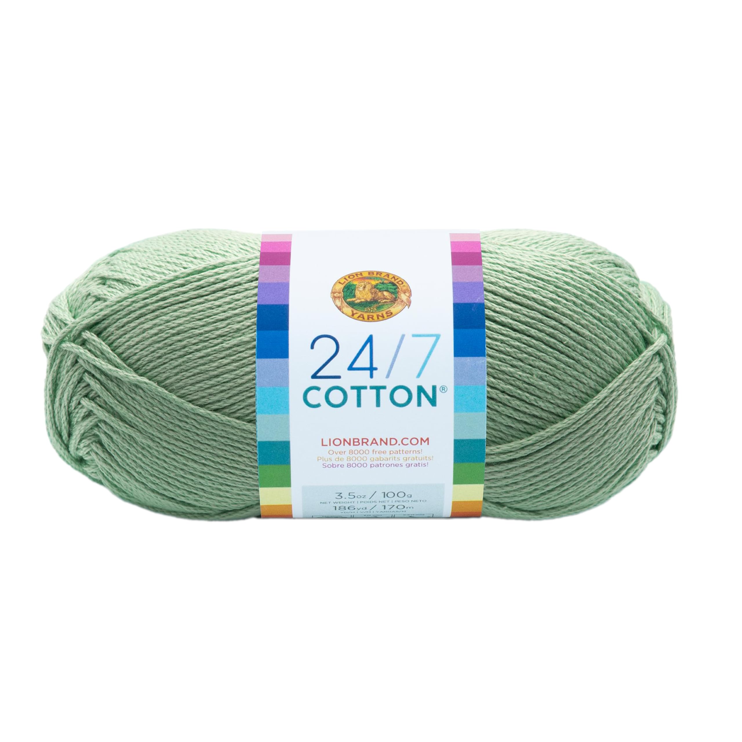 Lion Brand Yarn Company Cotton Yarn, 100 Percent Cotton, Mint,15.24x6.35x6.35 cm
