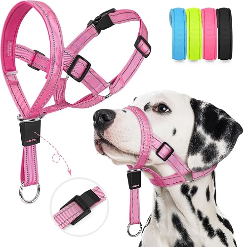 Miniatura 39 de Weesiber Collar suave para cabeza de perro, arnés ajustable para cabeza de perro, acolchado sin tirones, cuello halter con tira de seguridad Negro