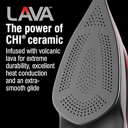 Miniatura 2 de CHI Plancha de vapor para ropa con más de 300 agujeros para un potente vapor, dial de guía de temperatura, 1700 vatios, cable XL de 10 pies, apagado