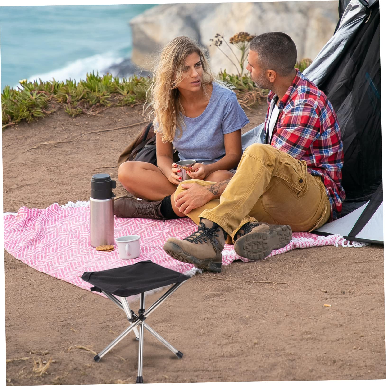 Gatuida 1pezzi Sgabello da Campeggio Sedia Esterna Portatile per Pesca Sgabello da Spiaggia Facile da Trasportare e Utilizzare