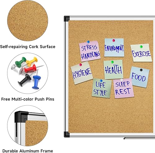 Miniatura 9 de XBoard Tablero de anuncios de corcho grande de 72 x 48 pulgadas, tablero de corcho grande de 6 x 4 pies con marco de aluminio  Tablero de anuncios