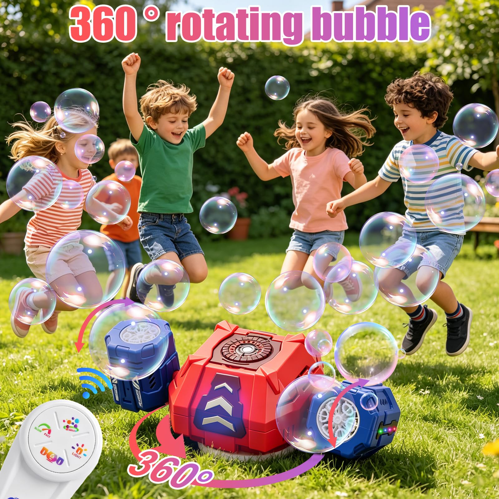 OBEST Macchina vescicale elettrica, macchina vescicale con luce e musica | Macchina per bolle di sapone portatile, gioco acquatico estivo per bambini, regalo per compleanni, feste, giardini, matrimoni