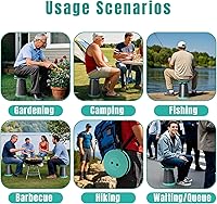 Vista 6 de Collapsible Stool Thickened, Portable Foldable Chair, Retractable Stool for Fishing, Portable stools for Adults Hiking Tours, BBQ, Parties, Camping