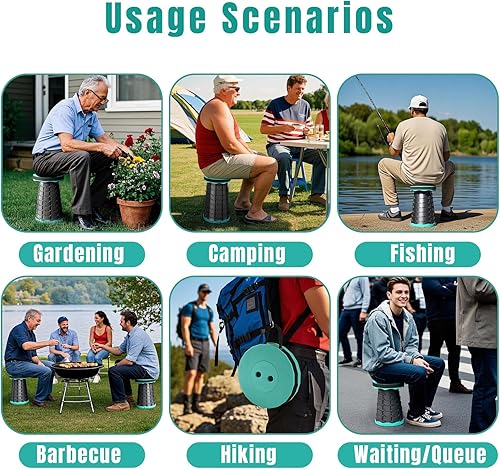 Miniatura 6 de Taburete plegable grueso, silla plegable portátil, taburete retráctil para pesca, taburetes portátiles para adultos, excursiones de senderismo,