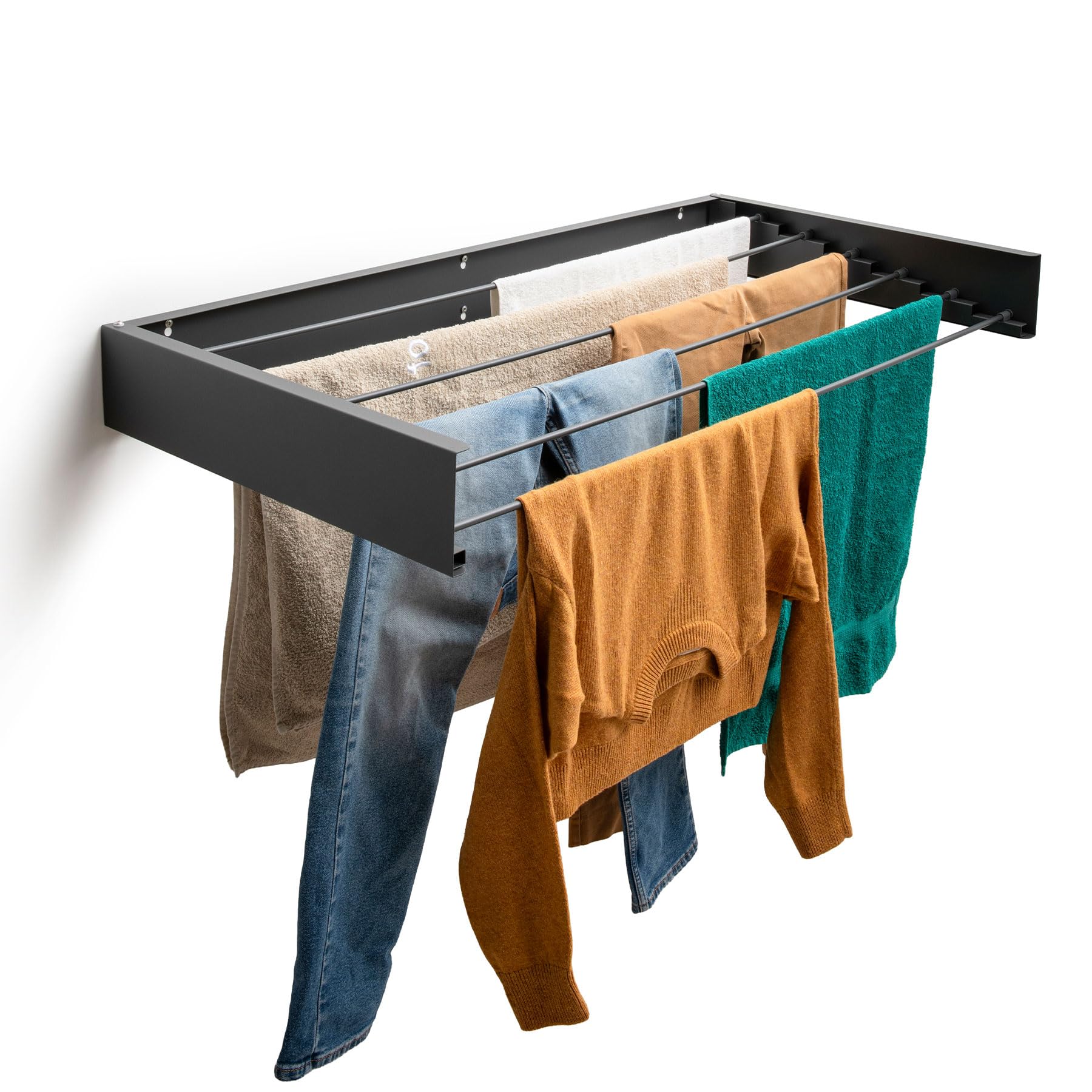 Foxydry Anthracite Hide Wall Clothes Dryer, Clothes Airer, Wall Dryer, Clothes Airer For Balcony, Outdoor, Indoor, Foldable Tumble Dryer (, 121 Cm)