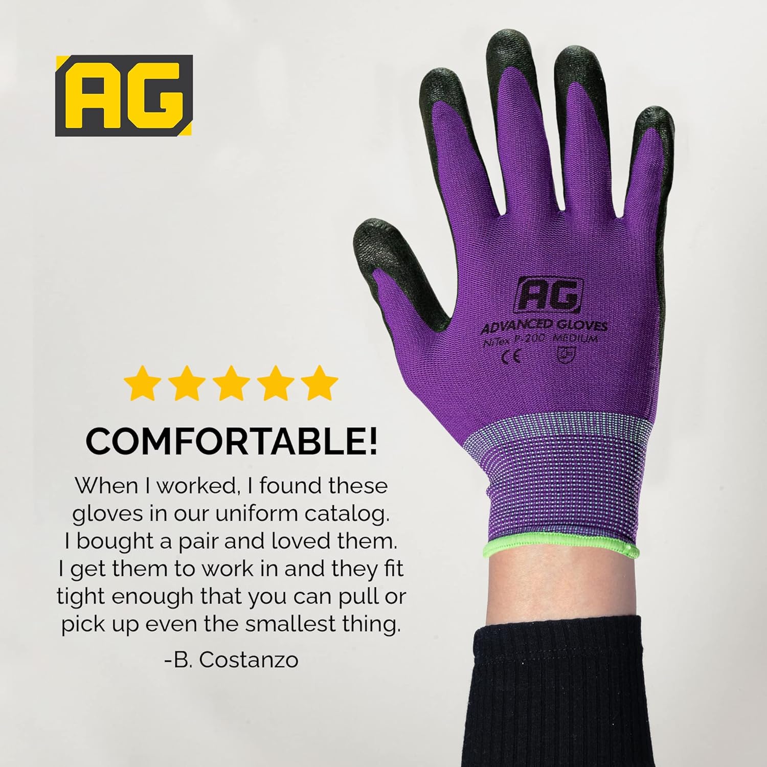 Suреr Brаndѕ Advanced Gloves – NiTex P-200 Nylon Nitrile Gloves, Breathable Nitrile Foam Coated Utility Gloves for Insulated Grip, Purple, 12-Pair, Large