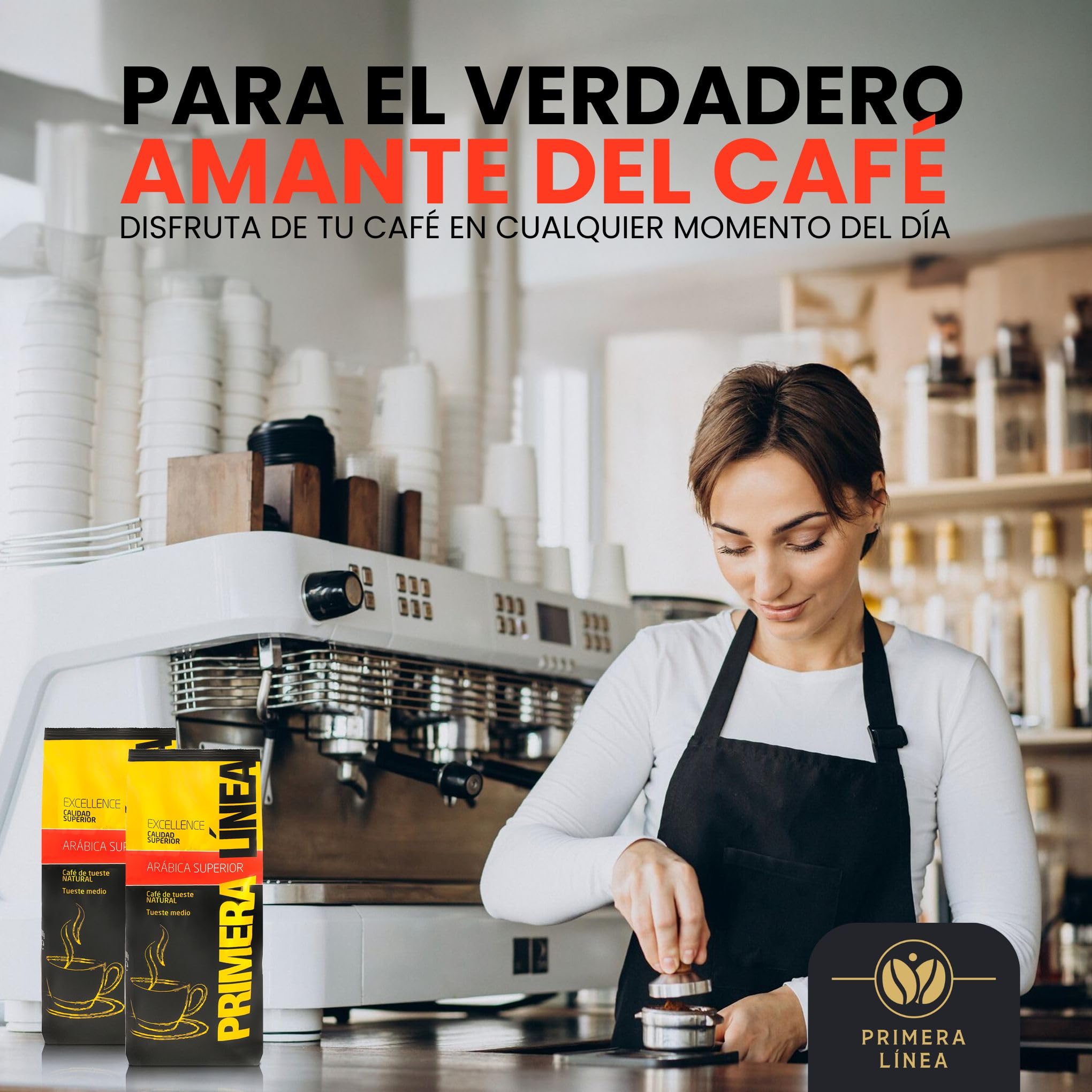 CAFE PRIMERA LÍNEA | Café en Grano Natural Gourmet Exclusivo 1kg | 100% ARABICA | Tueste Medio | Sabor Único y Auténtico| Ideal para Máquinas Espresso | Intensidad Media y Retrogusto Suave