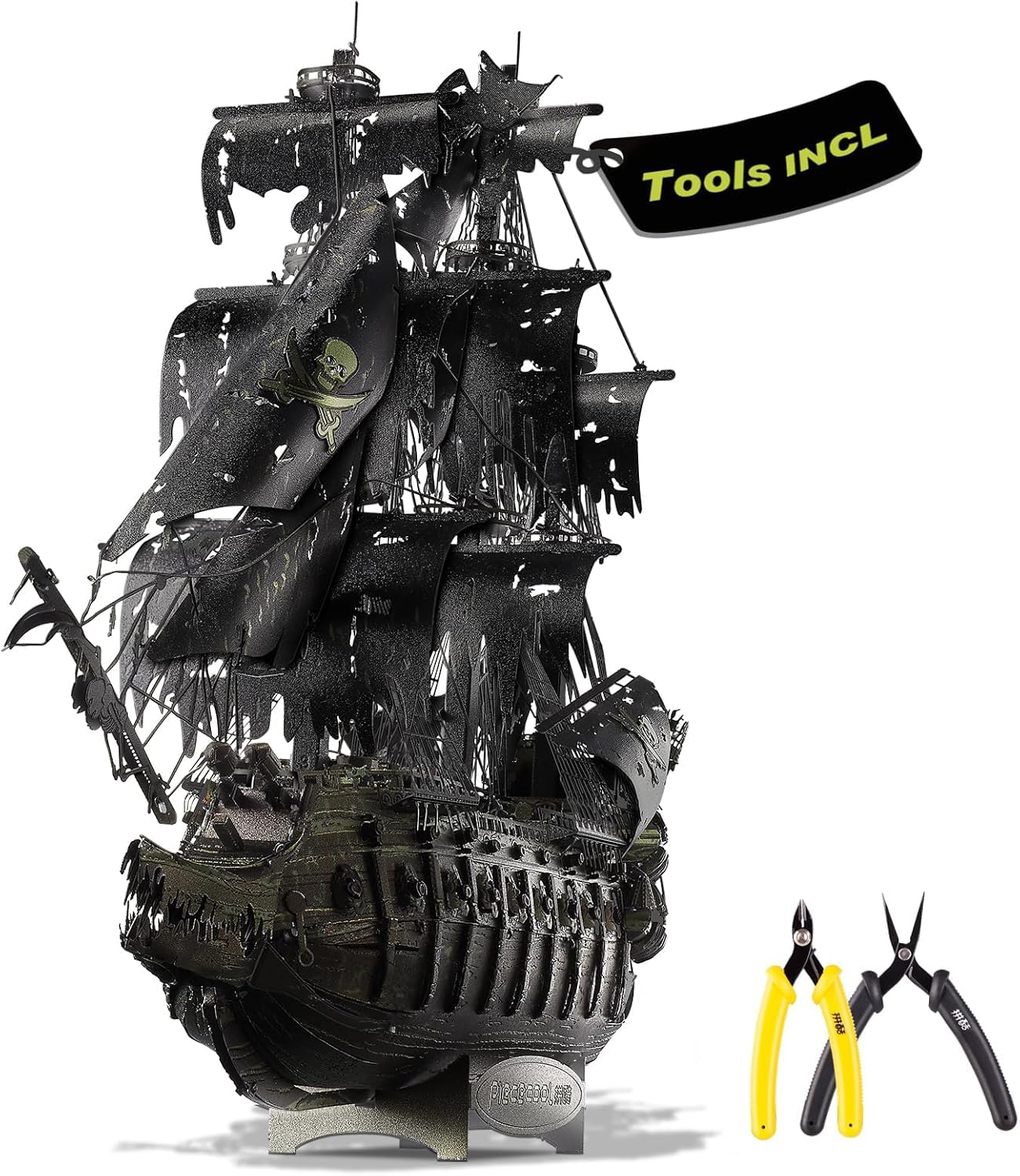 Piececool Metal Puzzle 3D L'olandese Volante, Nave Pirata Puzzle 3D Metallo, Modellini per Acciaio Inossidabile, Regalo, Raccolta, Metallico, Modellismo da Costruire Adulti, 369Pezzi (Avere Strumenti)