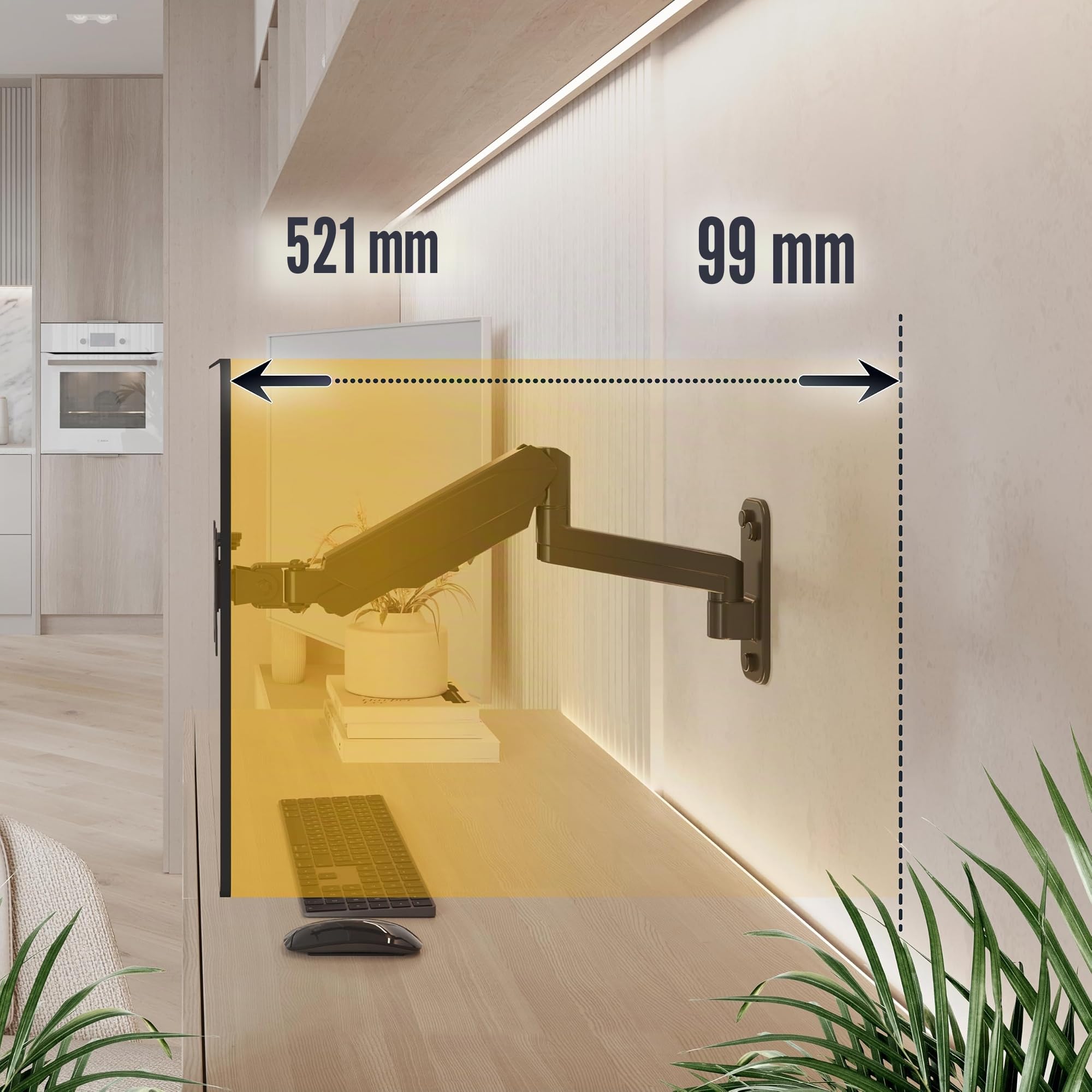 RICOO S4511 Support Mural Écran PC TV 13 17 19 22 24 27 28 32 34 Pouces VESA 75x75 100x100 Orientable Inclinable Rotatif Universel Fixation Murale TV QLED OLED LED LCD Écran incurvé