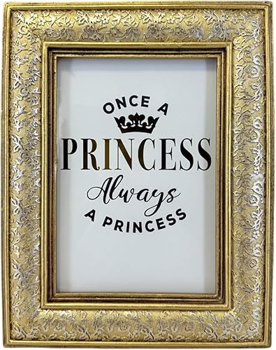 Marco de fotos vintage de 5 x 7 pulgadas, marco de fotos dorado antiguo de 5 x 7 con flores decorativas para decoración retro de pared y mesa