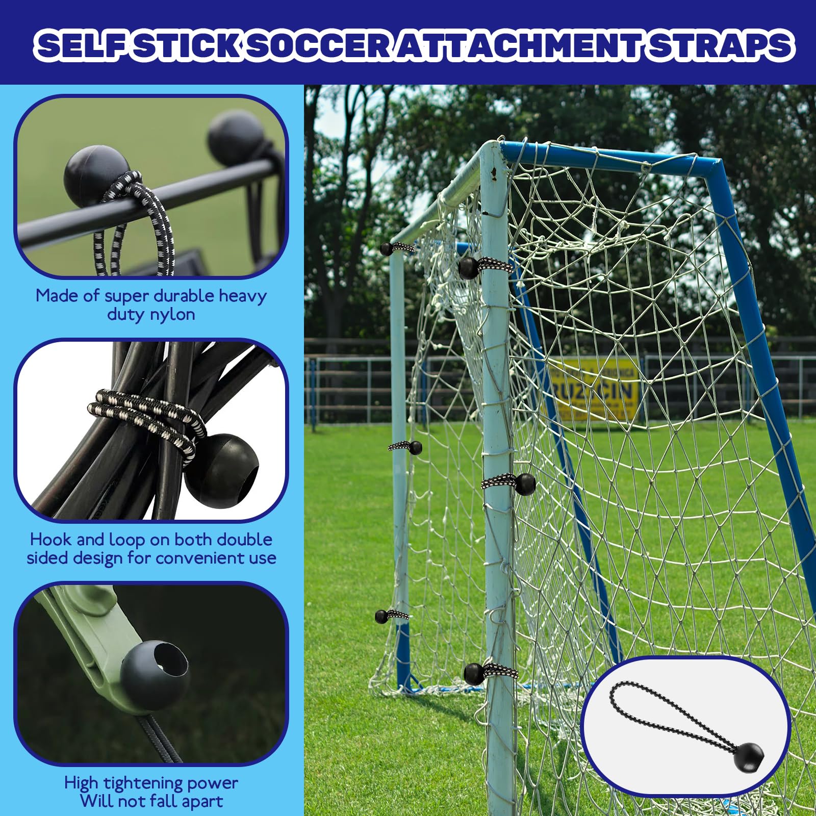 Lot De 10 Sangles De Fixation Pour Filets De But De Football - Nylon Résistant - 36x2 Cm - Pour Terrains, écoles, Clubs - 6