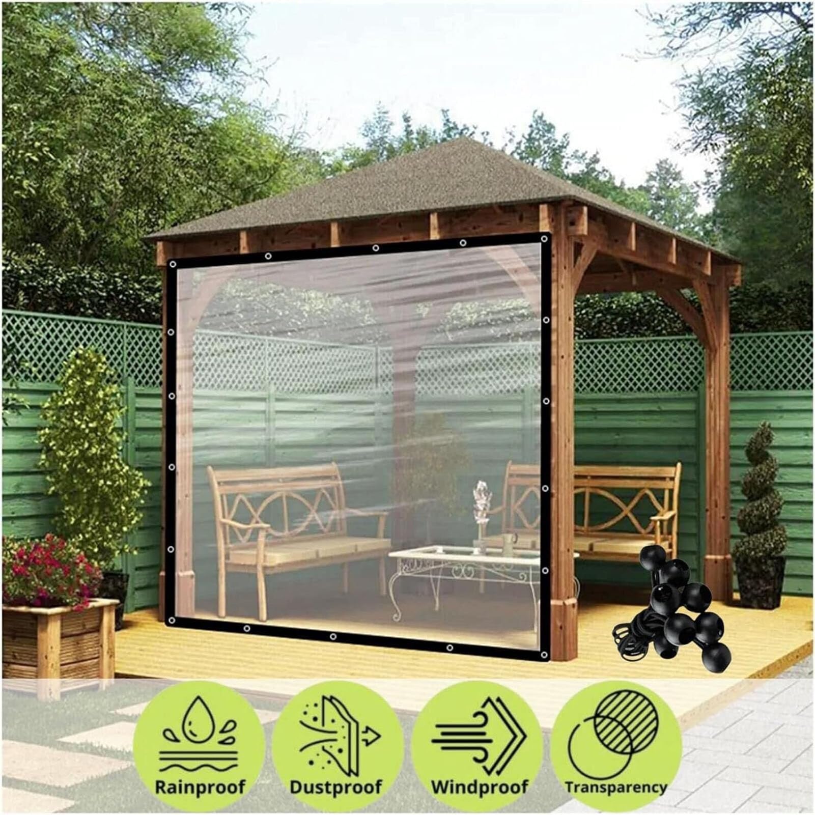 Heavy Du Bâche transparente imperméable de 3 x 4 m avec œillets – Bâche polyvalente pour camping, construction, sto et protection lourde d'équinte