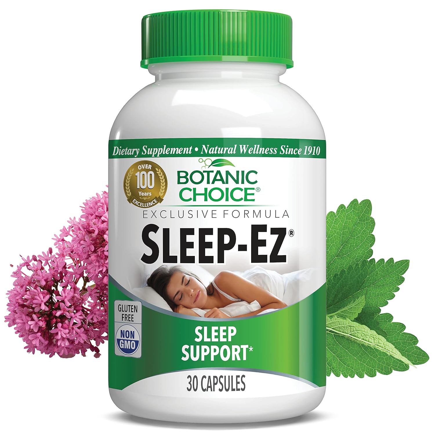 Botanic Choice Sleep-Ez - Mistura Poderosa de Extrato de Valeriana, Melatonina, Lúpulo, Kava Kava e Erva-Cidreira para Promover o Sono sem Sonolência (30 Cápsulas)