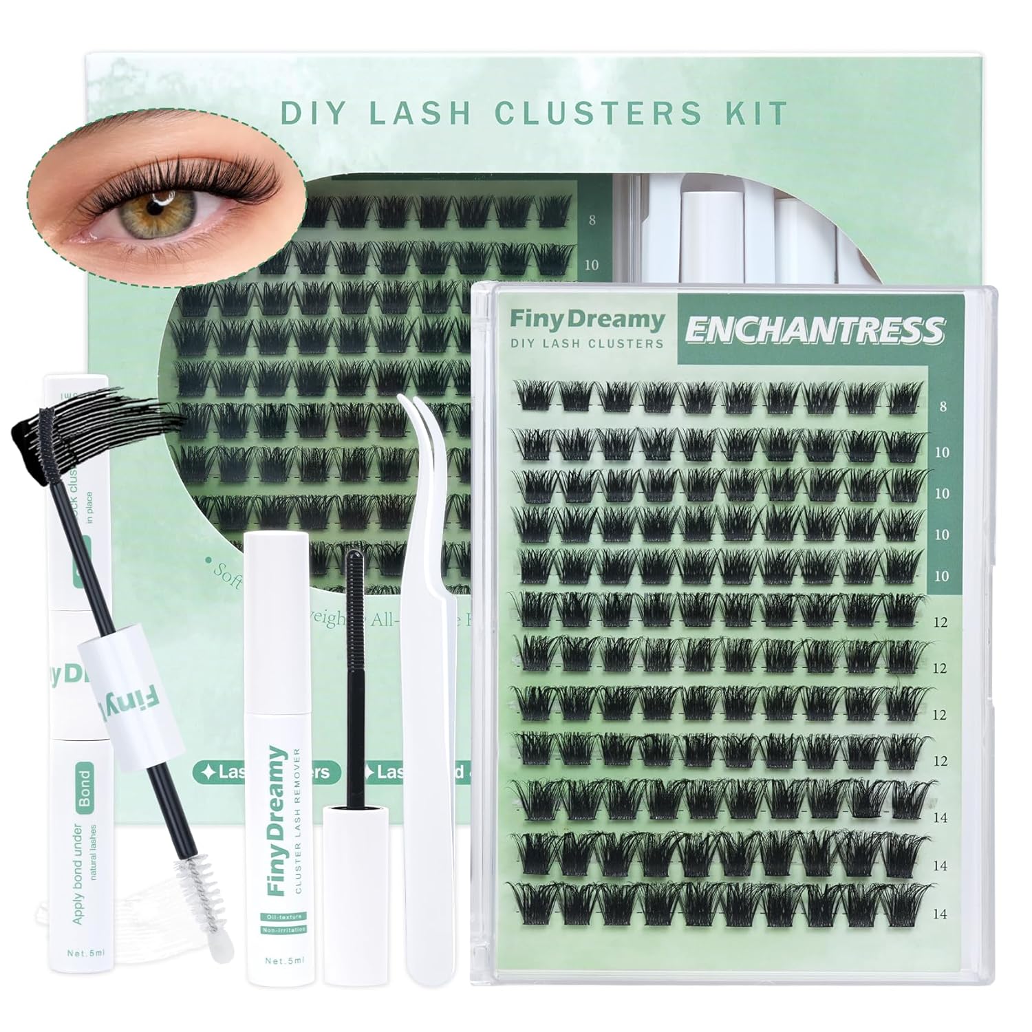 FinyDreamy Enchantress Lash Clusters Kit - Short Natural Lashes