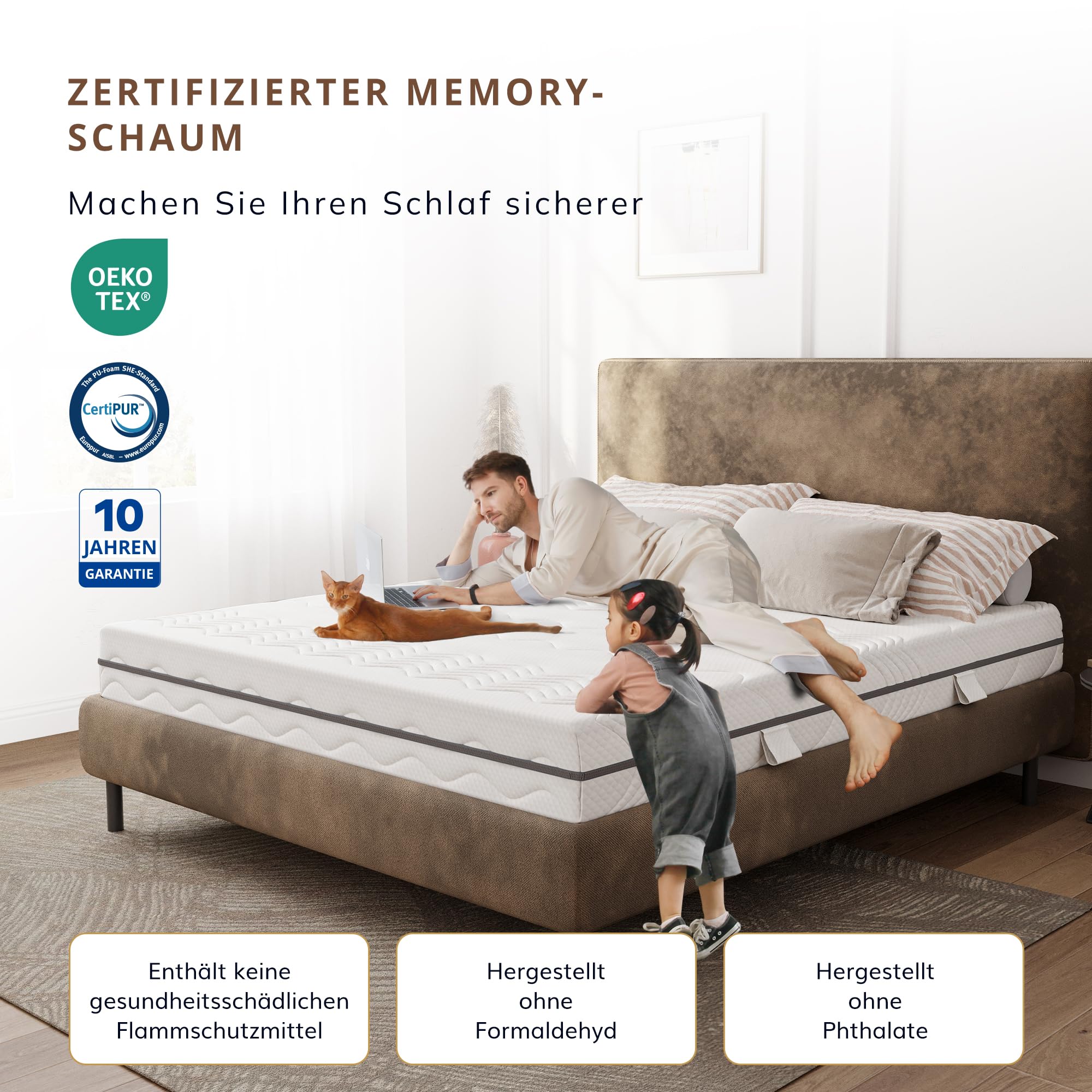EGO HOME Materasso 140 x 200 cm, durezza H2/H3, 7 zone, in schiuma