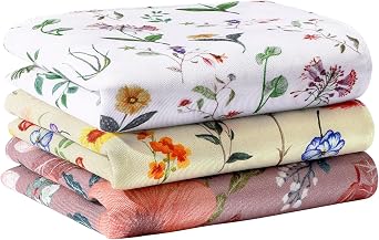 HOULIFE Floral Handkerchiefs for Women, Soft Cotton Women Handkerchief Flower Printed Ladies Hankies for Wedding Party