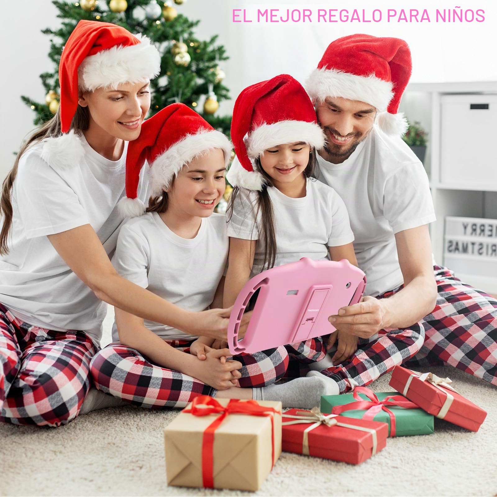 ascrecem Tablet Niños 7 Pulgadas Android Tablet Infantil con WiFi Doble Cámara Control Parental Quad Core 2GB RAM 32GB ROM Juegos Educativos Tableta Bebe de 3 a 14 años Chica Chico (Rosa)