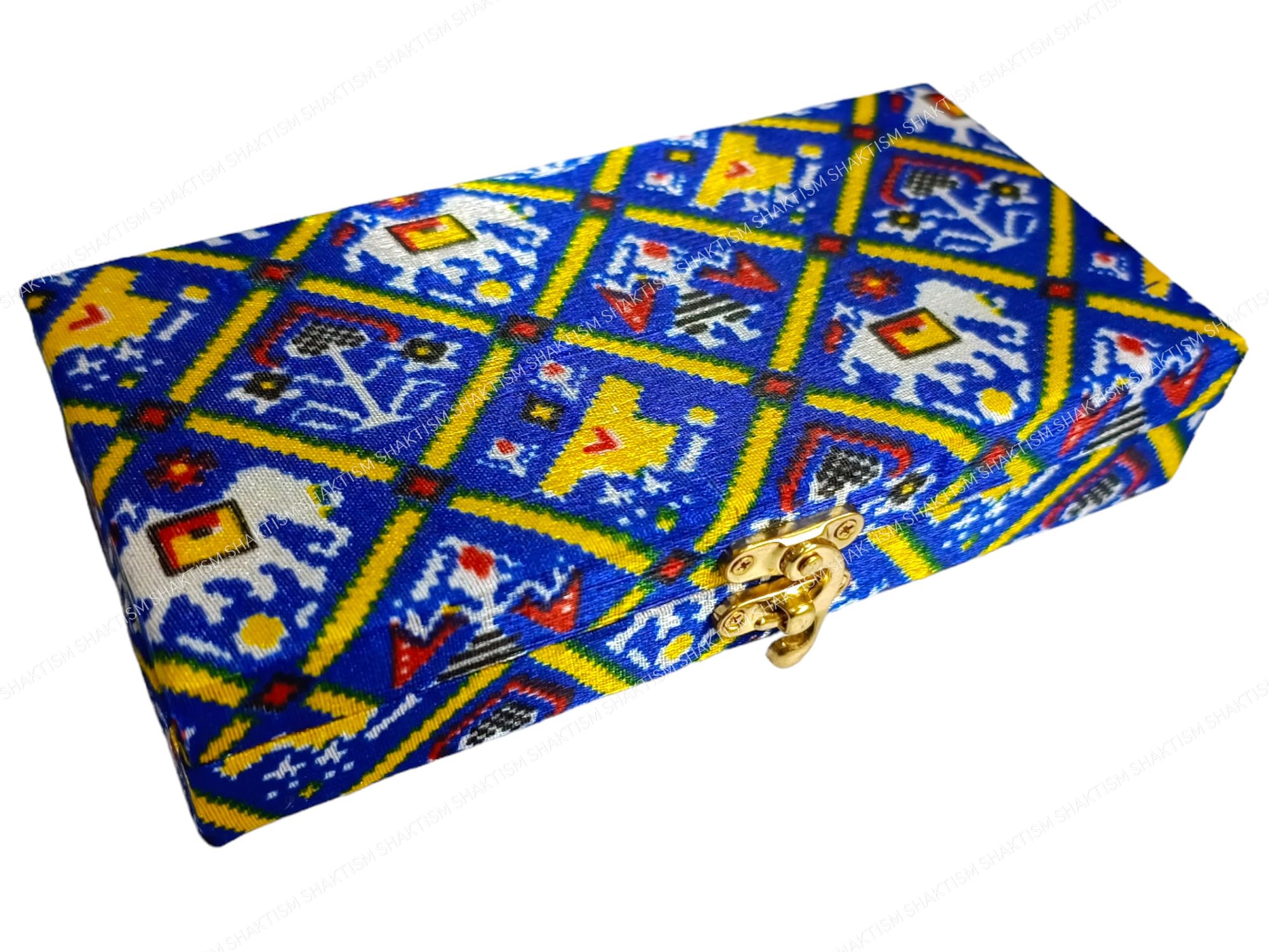 SHAKTISM Decorative and Attractive Box Cash Box, Shagun Box, Jewellery Box, Money Box Envelop Wedding, Gift Box, Bangel box Elephant Design (Pack of 1Pc) Random Colour Dispatch (Golden) (Blue)-picture-26