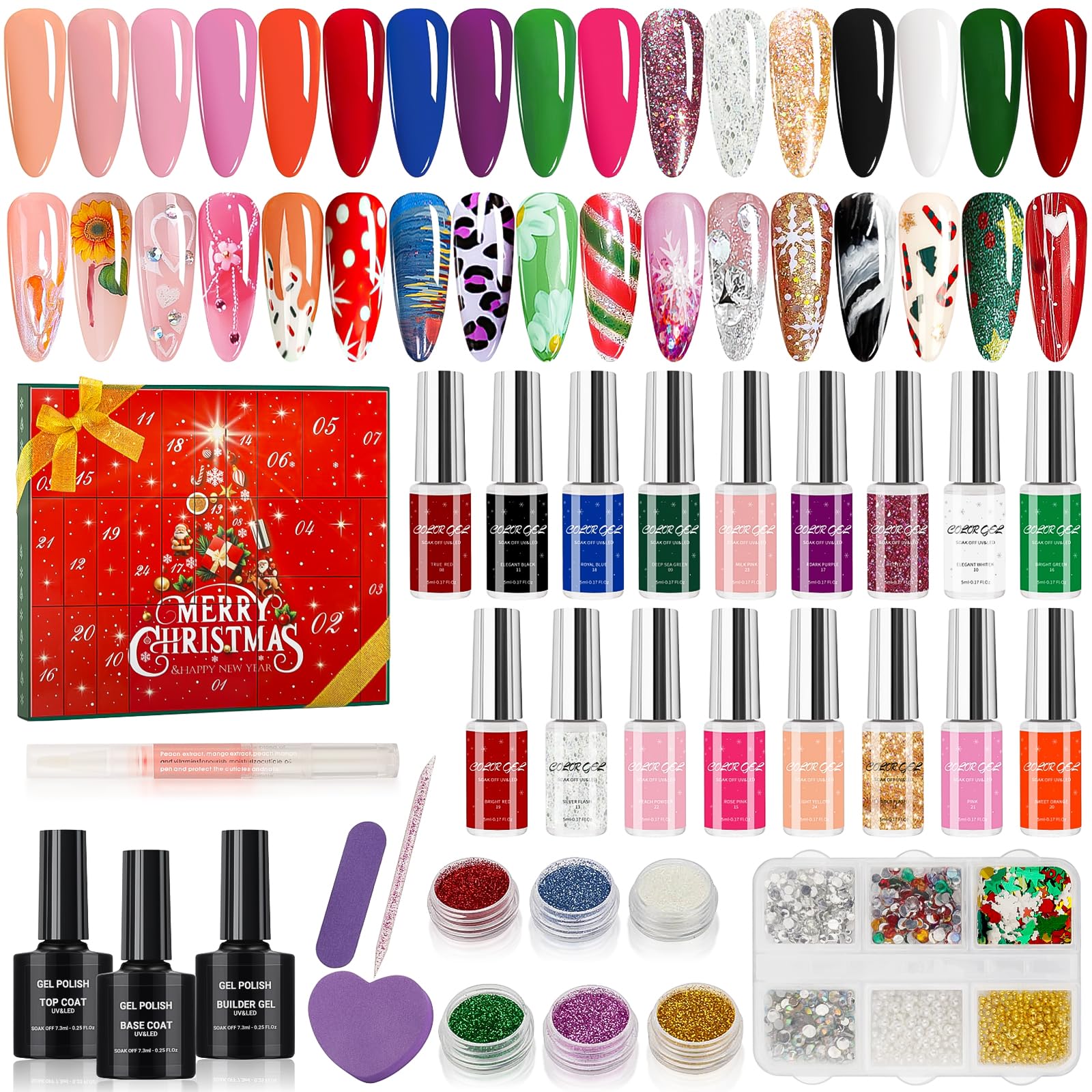 Nail Polish Advent Calendar 2026, Nail Advent Calendar, Beauty Advent Calendar 2026 for 24 Days Christmas Manicure Gift Set for Women, Teens, and Nail Art Hobbyist