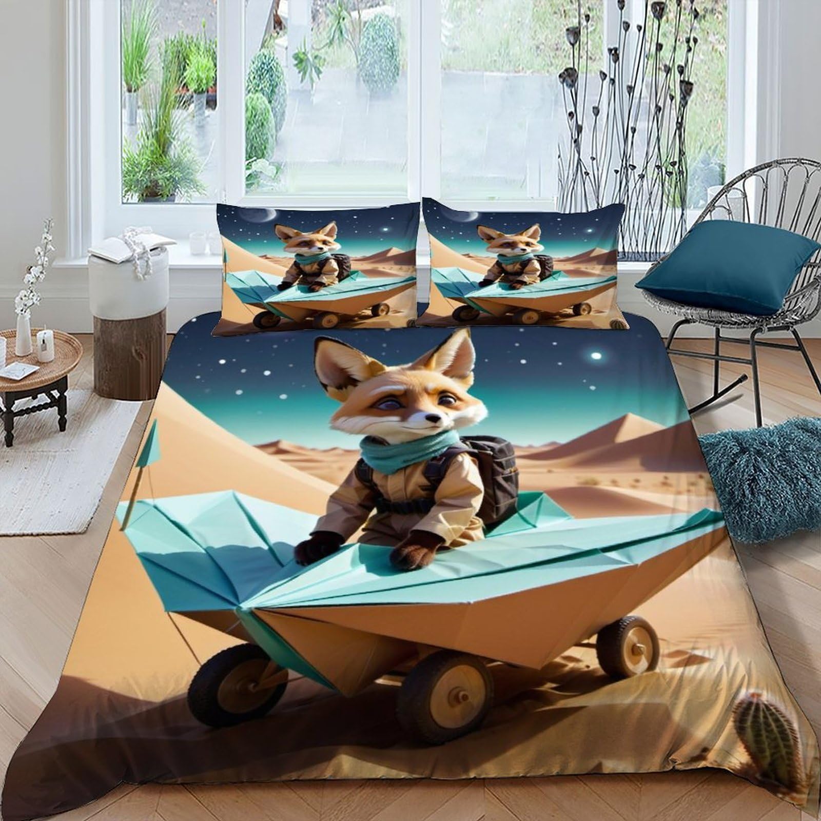 Linge de lit motif renard 3D pour une chambre cocooning enfant
