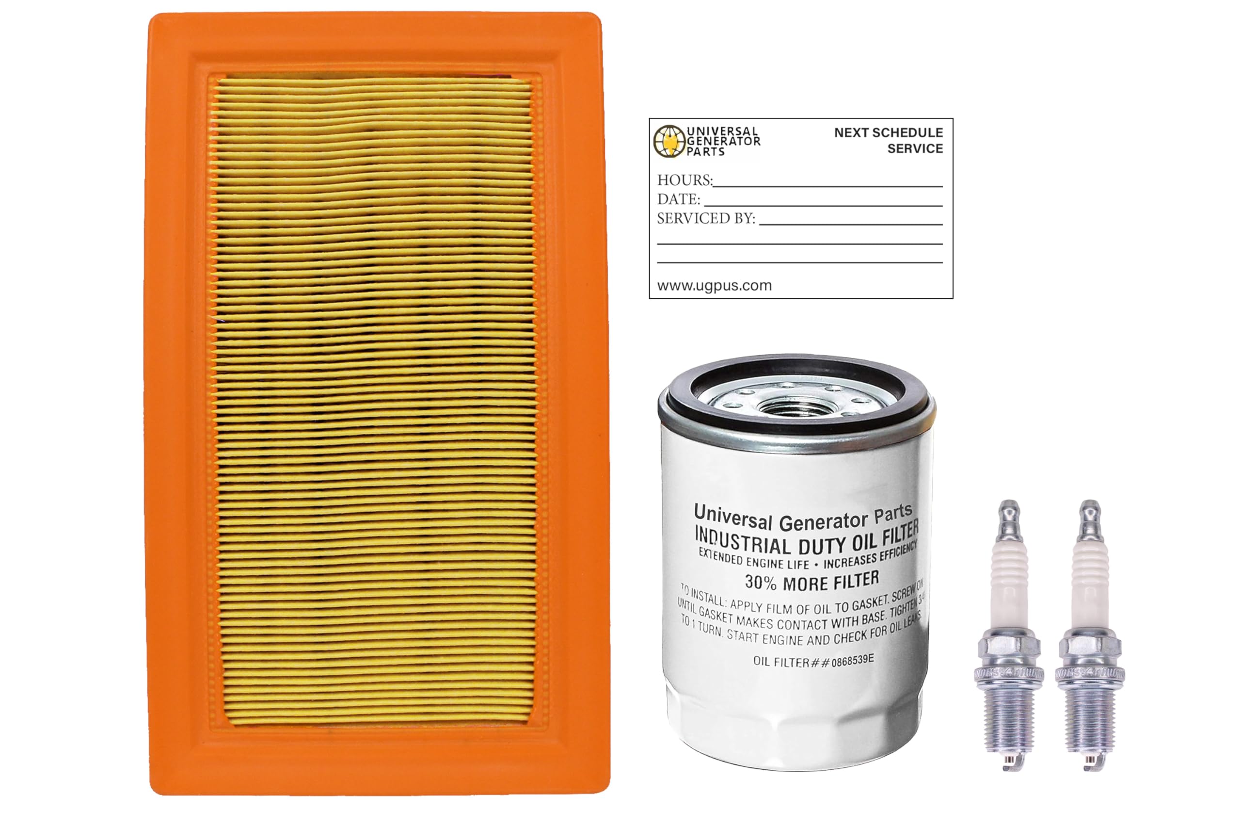UGP Replacement Maintenance Kit for 14kW-22kW 999cc Standby Generators 2013-Air Filter, Oil Filter and Spark Plugs (Air, Oil and 496018T-U Spark Plugs