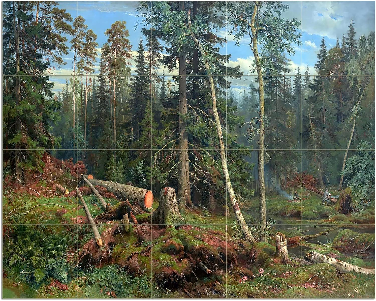 Felling I. Shishkin Forest Tile Mural Kitchen Wall Backsplash Marble Ceramic - Picture 24 of 35
