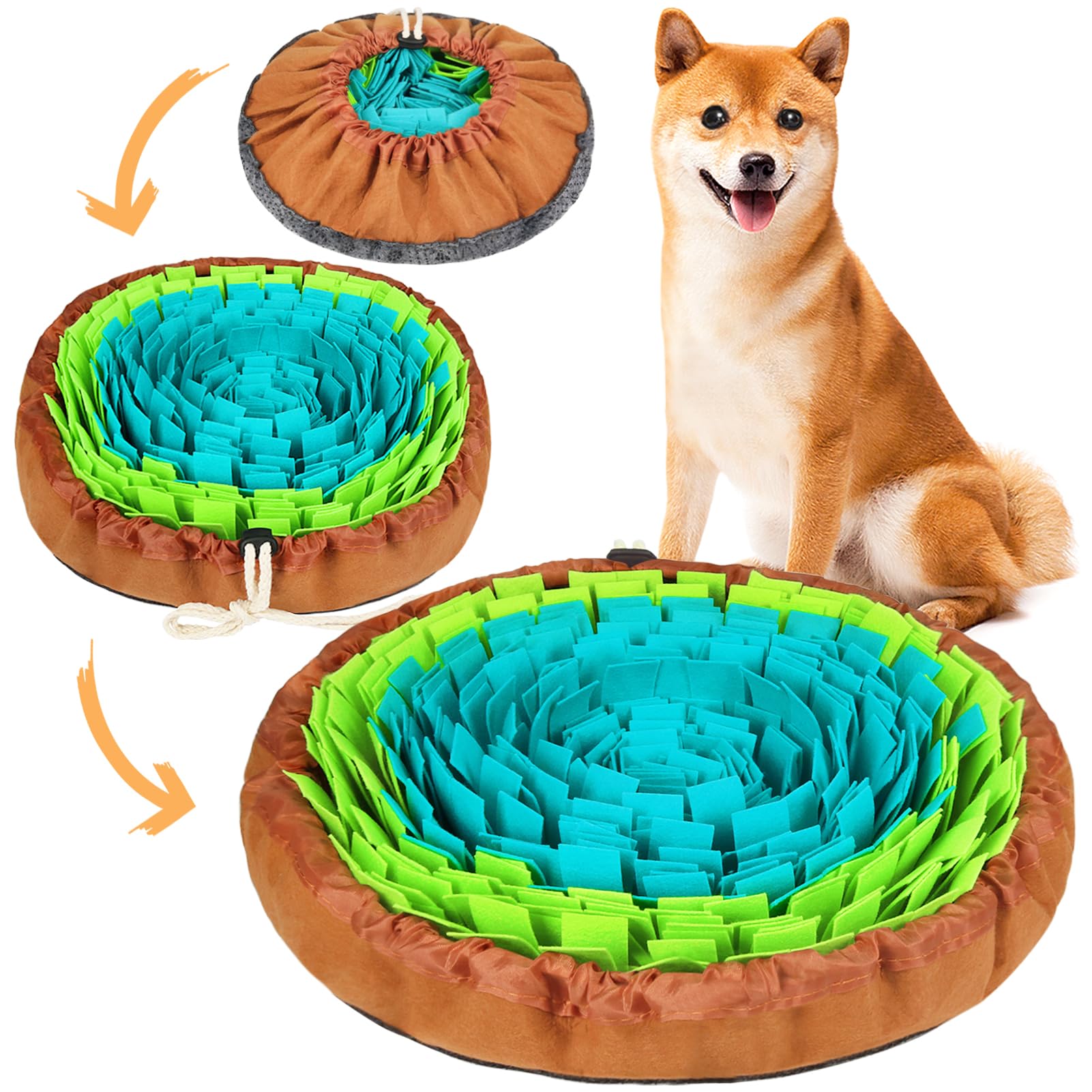 Vivifying Pet Snuffle Mat for Dogs, Adjustable Sniff Mat for Small Medium and Large Dogs, Interactive Enrichment Toys for Dogs Slow Eating and Mental