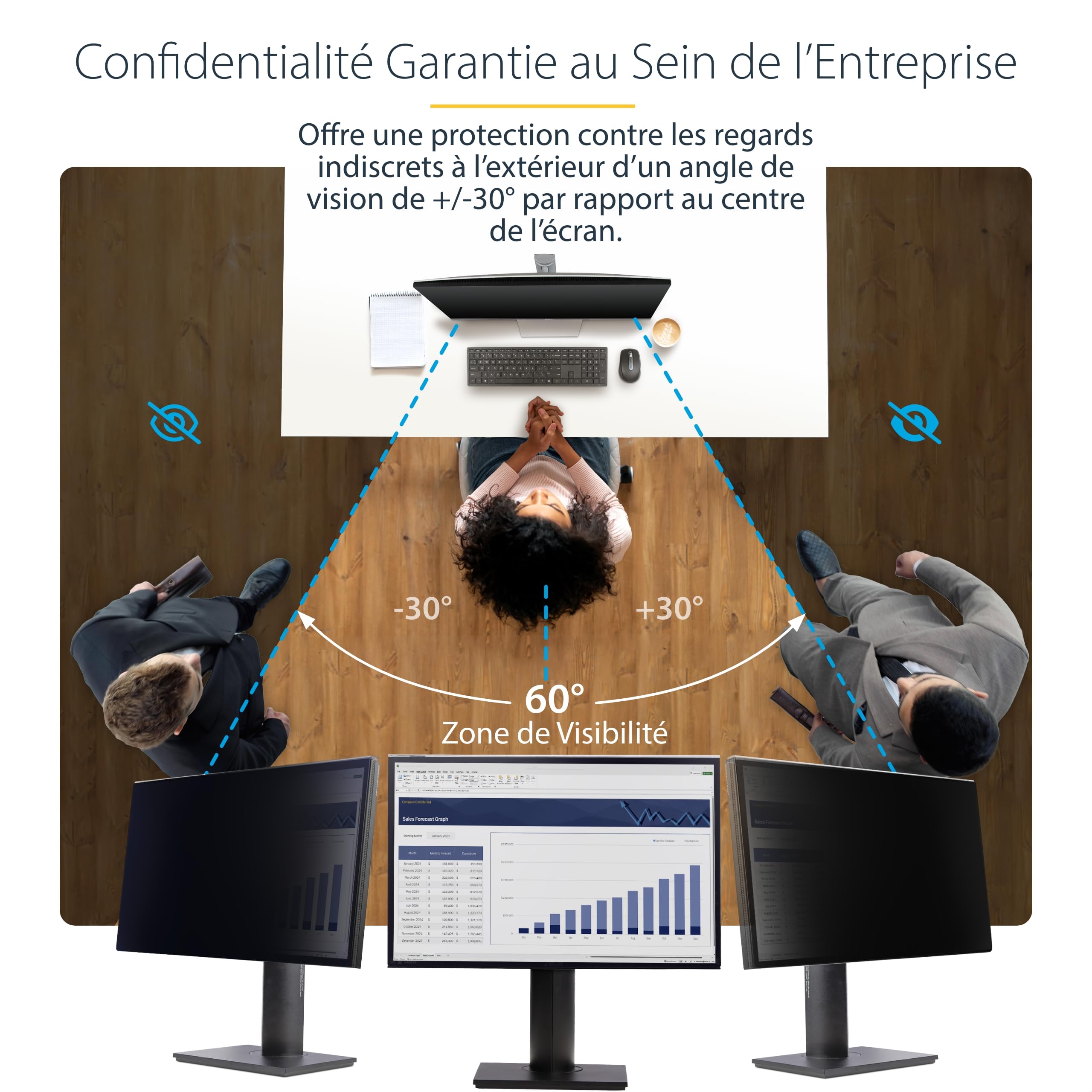 StarTech Filtro Privacy in Acrilico da Appendere per Monitor 24" 16:10 | Pellicola Protettiva Antiriflesso, Protegge i Dati Sensibili