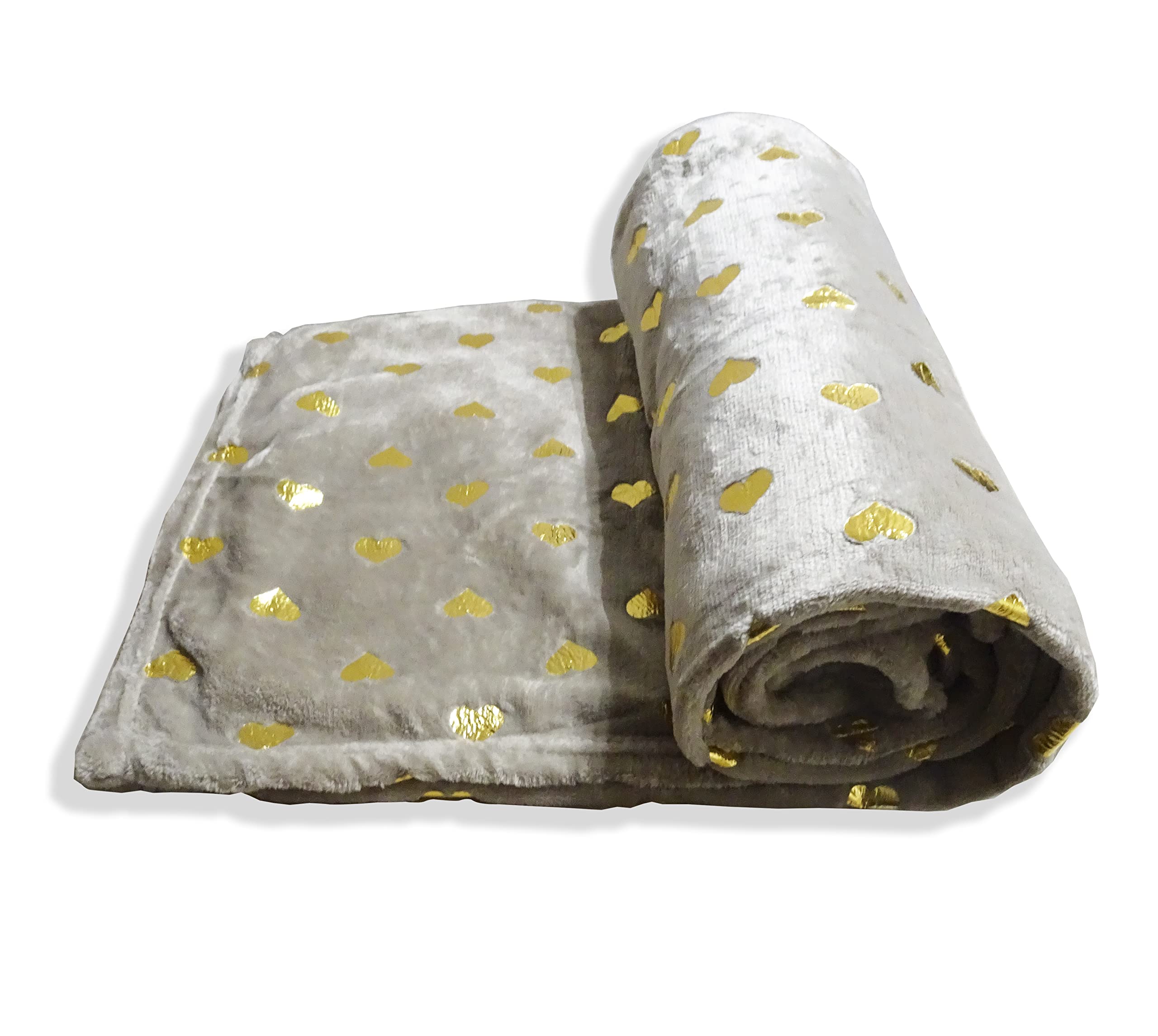 Home Tresor - Coperta Letto Matrimoniale - Vellutata Microfibra cm. 210x240, Bordeaux con Cuori Oro