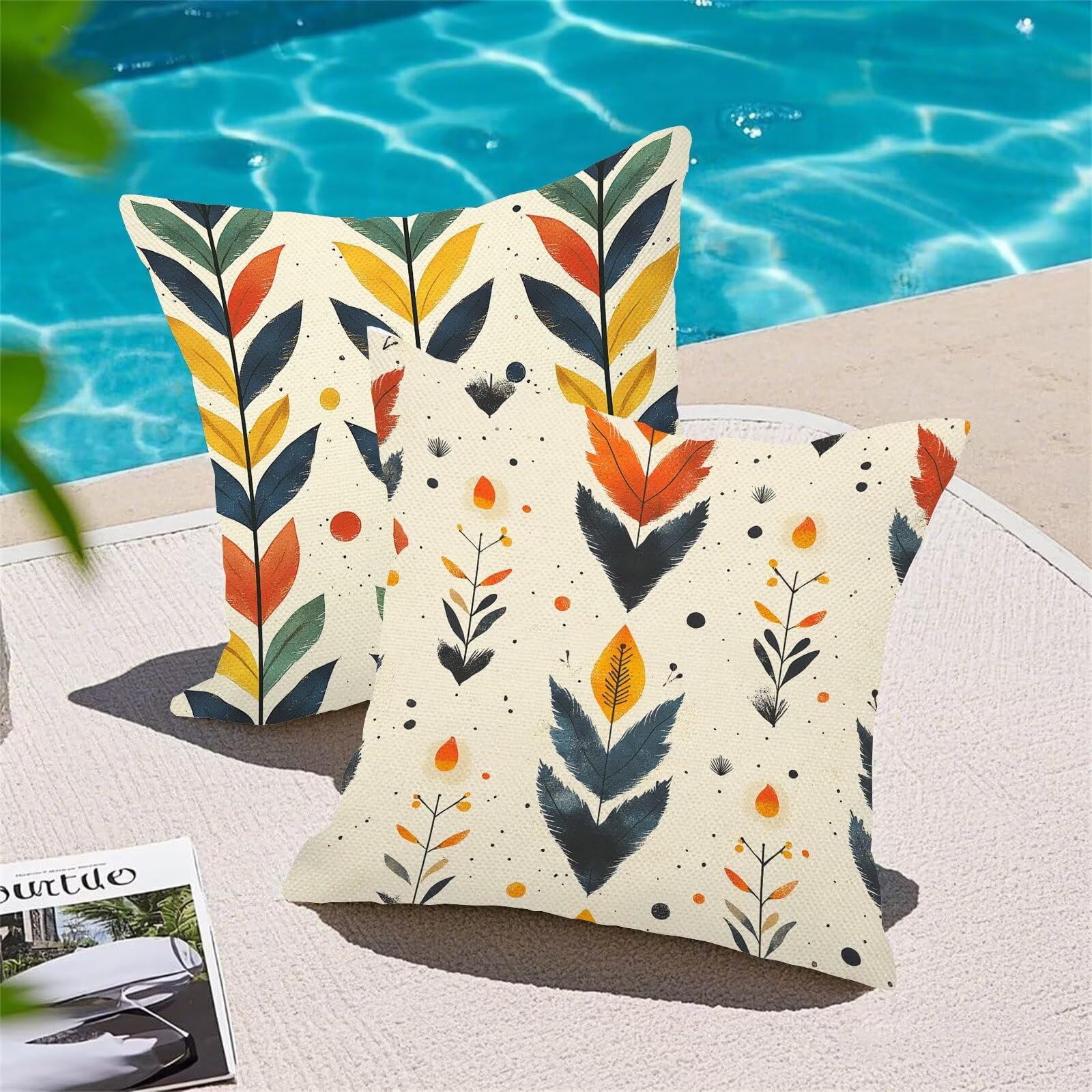 Coussin Canape Couleur Europe du Nord 40 x 40 cm Housse Coussin Exterieur, Lot de 4 Housse Canapé Souvenir, Doux et respirant Coussincarré d'extérieur pour Salon Chaise Jardin Décoration Maison m-56