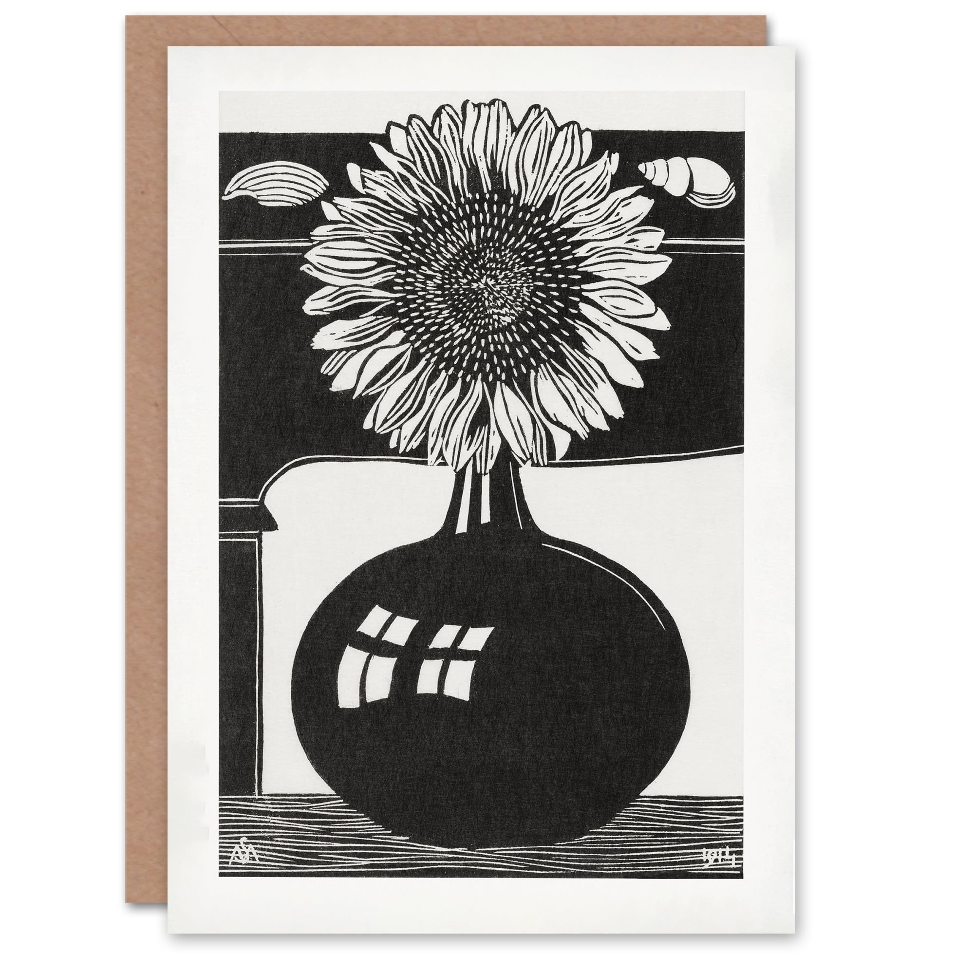 Artery8 Samuel J De Mesquita Art Card Stylised Sunflower in a Vase