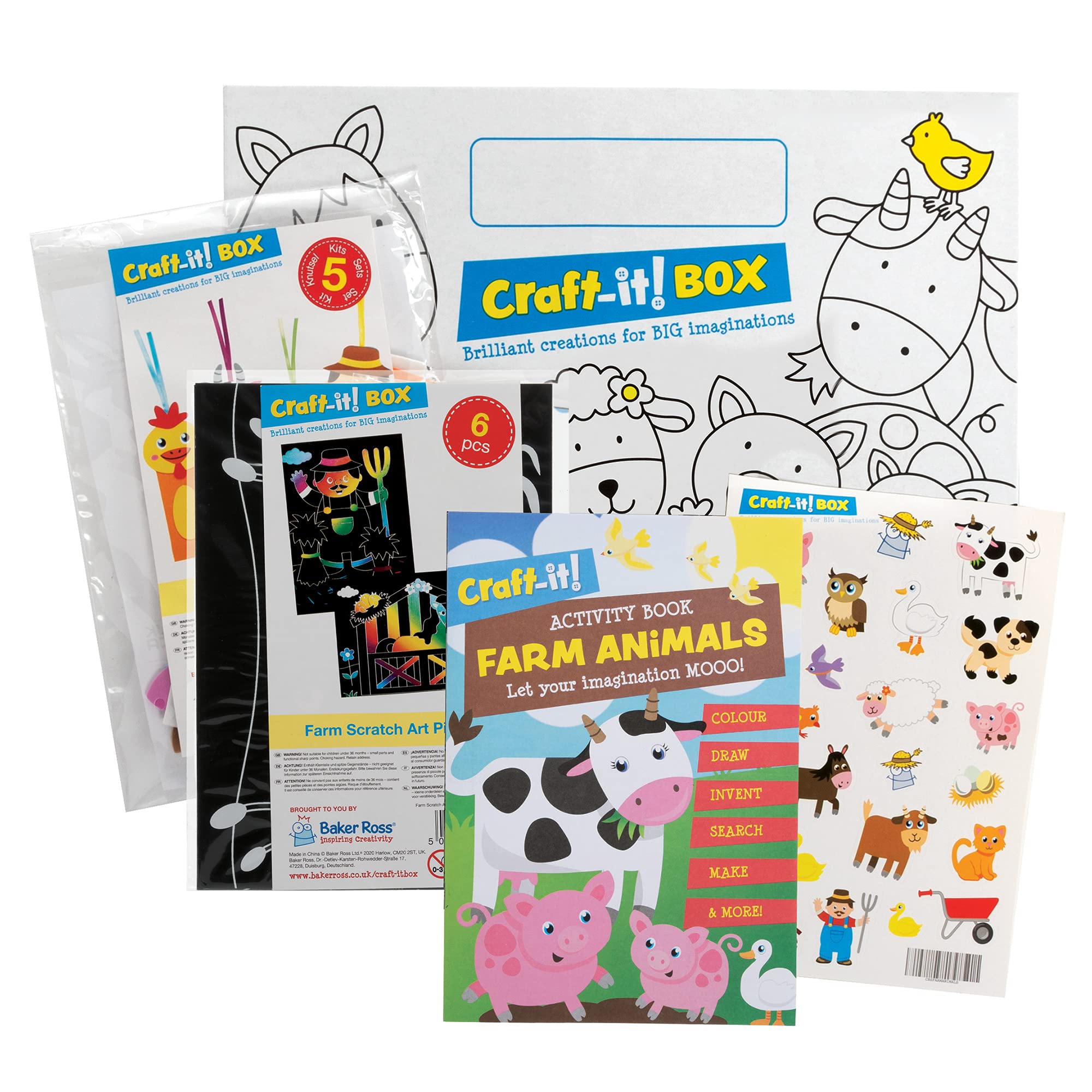 Baker Ross CBS020 Farm Craft-it! Box - Actividades creativas de artes y manualidades para niños