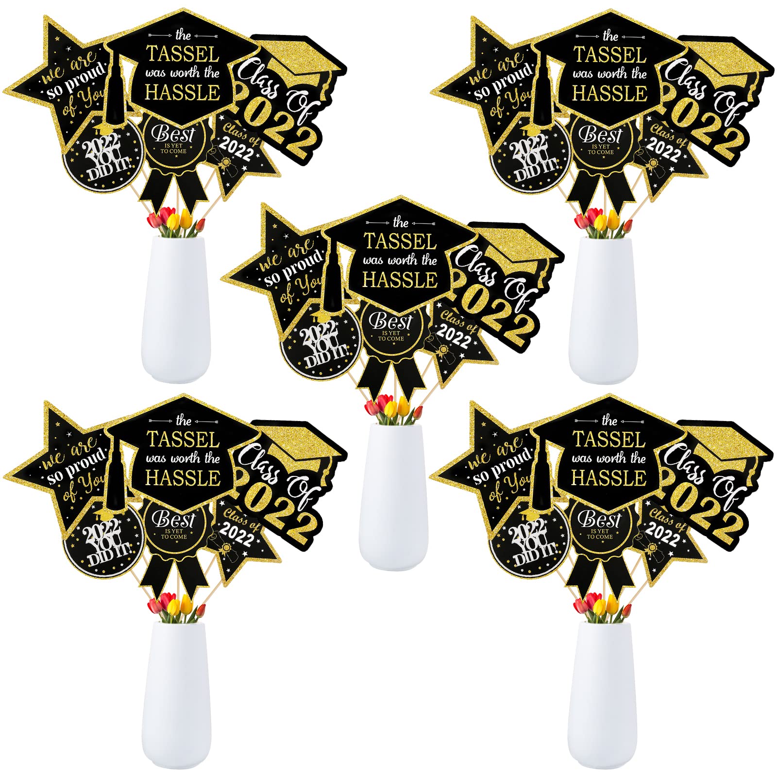 Buy 30Pcs 2022 Graduation Party Centerpieces Sticks Gold and Black