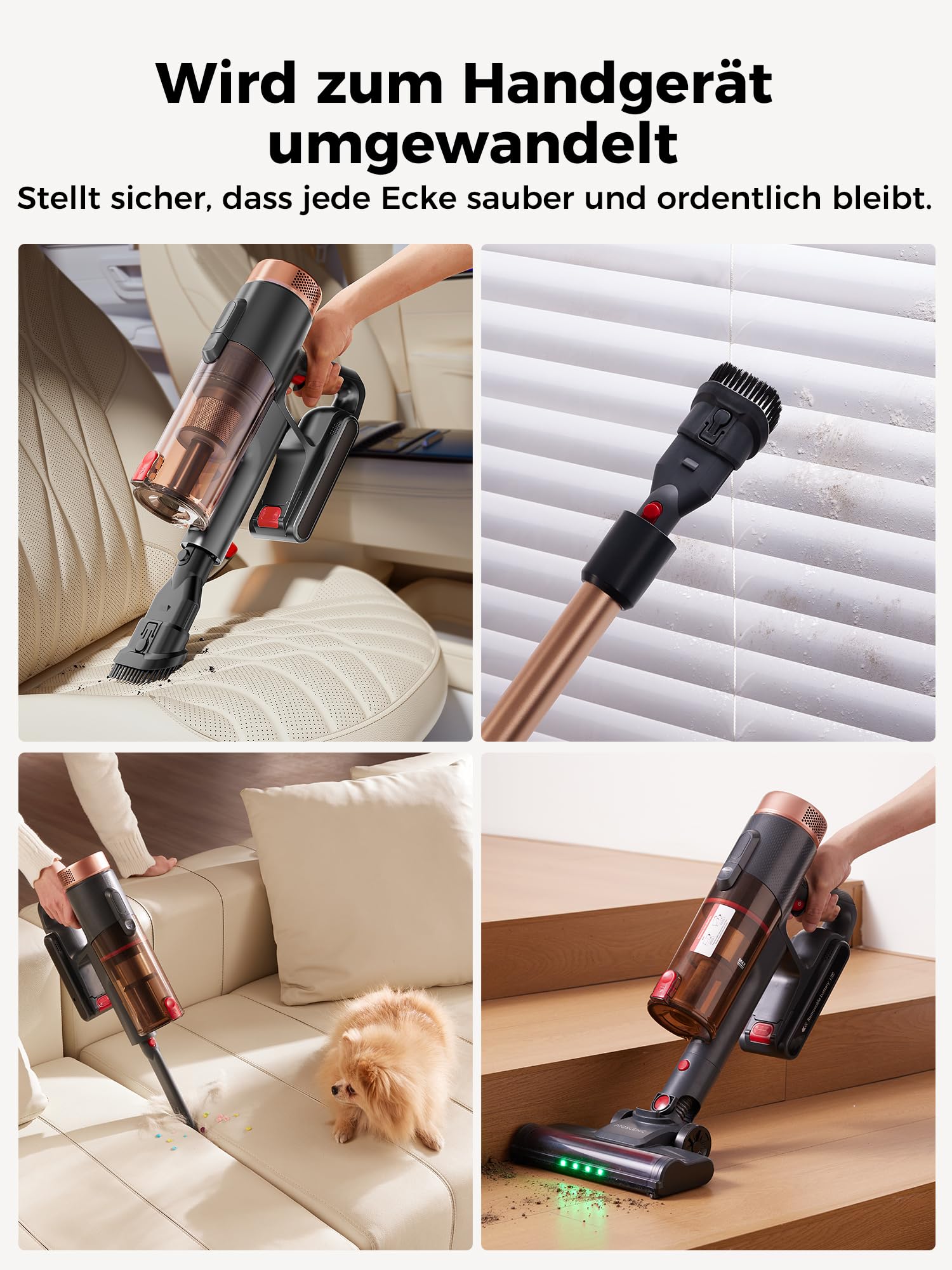 Proscenic P11 Ultra Staubsauger Kabellos, Leichter Selbststehend, 50 Kpa 50 Min 500W Akku Staubsauger mit Touchscreen Grünes Licht, Anti-Tangle, Akkusauger für Teppich, Hartböden, Auto, Haustierhaare