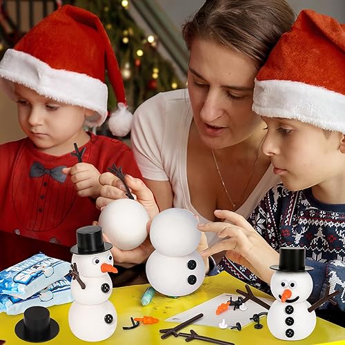 Miniatura 5 de Paquete de 12 unidades para decoración interior de muñeco de nieve, manualidades de Navidad, kit de fabricación de muñeco de nieve para niños,
