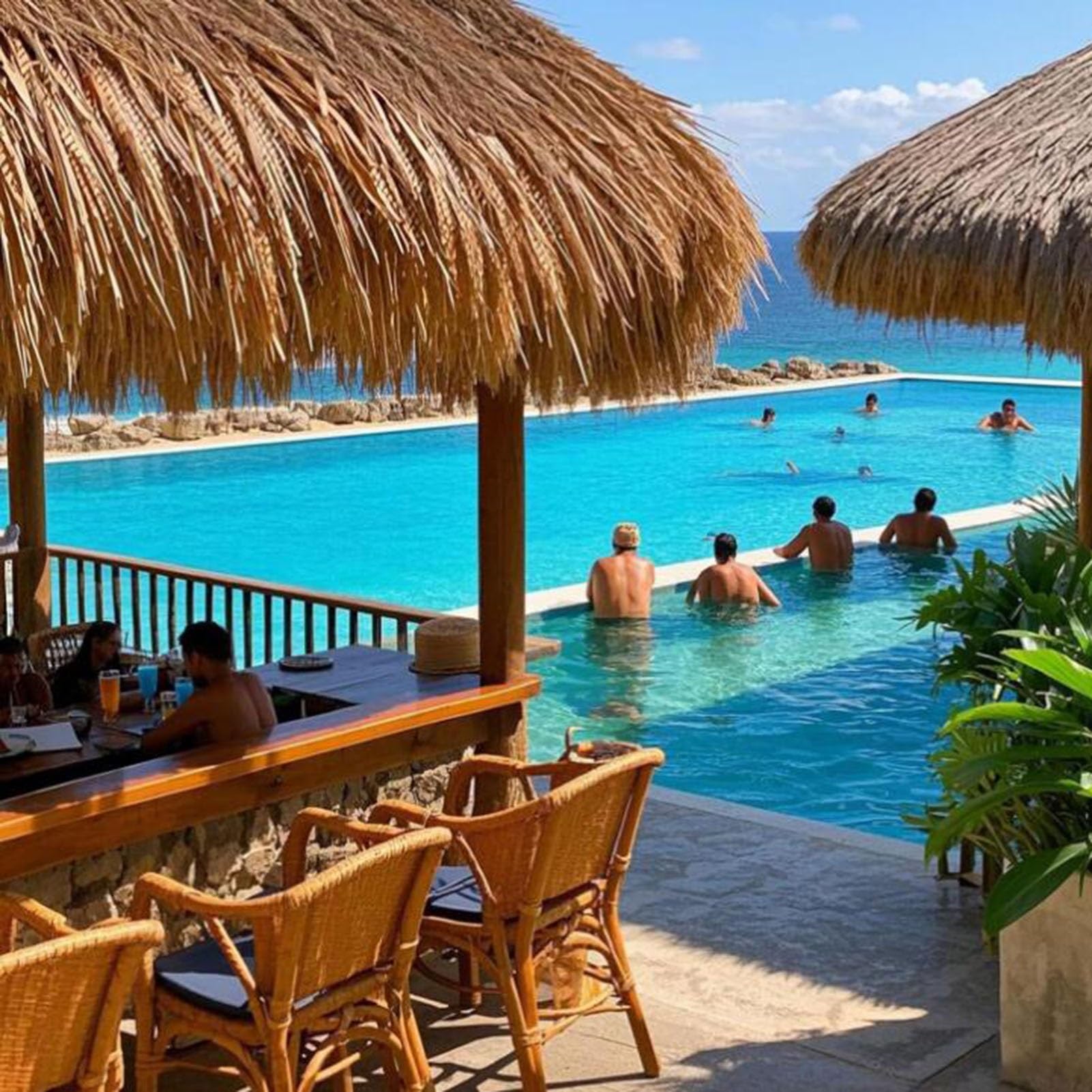 Sztuczna palma Strzecha Rolka Runner, Syntetyczny Tiki Hut Trawa Pokrycie dachowe Palapa do pawilonu Patio Bar Cover