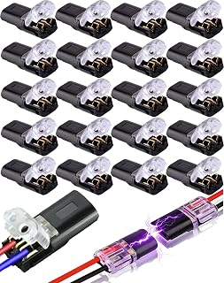 Double-Wire Plug-in Connector Led Light Strip Connectors 2 Pin, Double-Wire Plug-in Connector with Locking Buckle, Waterproof Portable Clamp Electrical Connectors Kit for Low-Voltage Projects (20pcs)