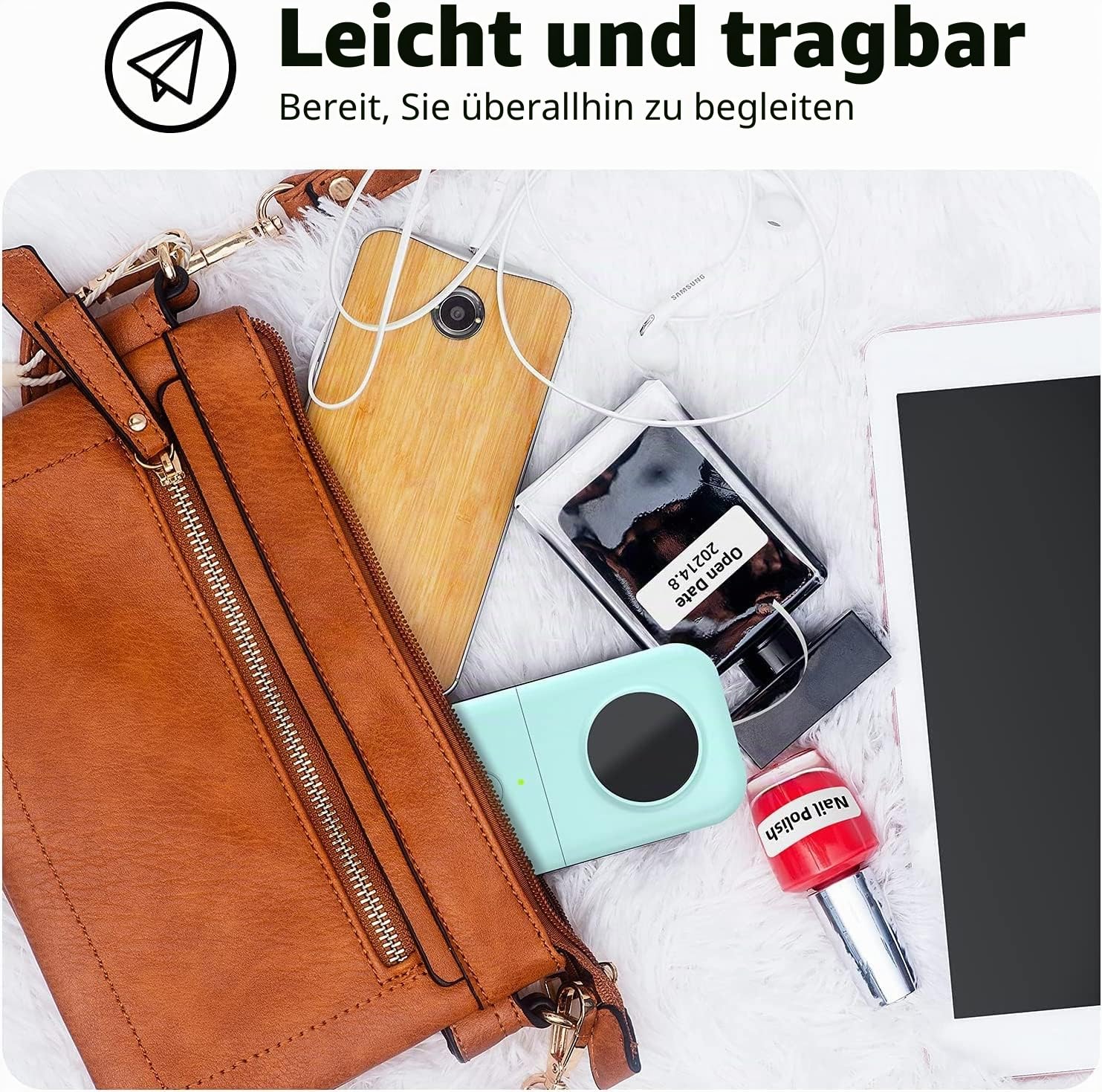 Phomemo D30 Bluetooth Etikettiergerät Beschriftungsgerät Selbstklebend Mini Etikettendrucker,Label Printer mit 3 Rollen etikettenpapier Geschenkbox,Labelmaker Geeignet für Haushalt und Büro - Grün