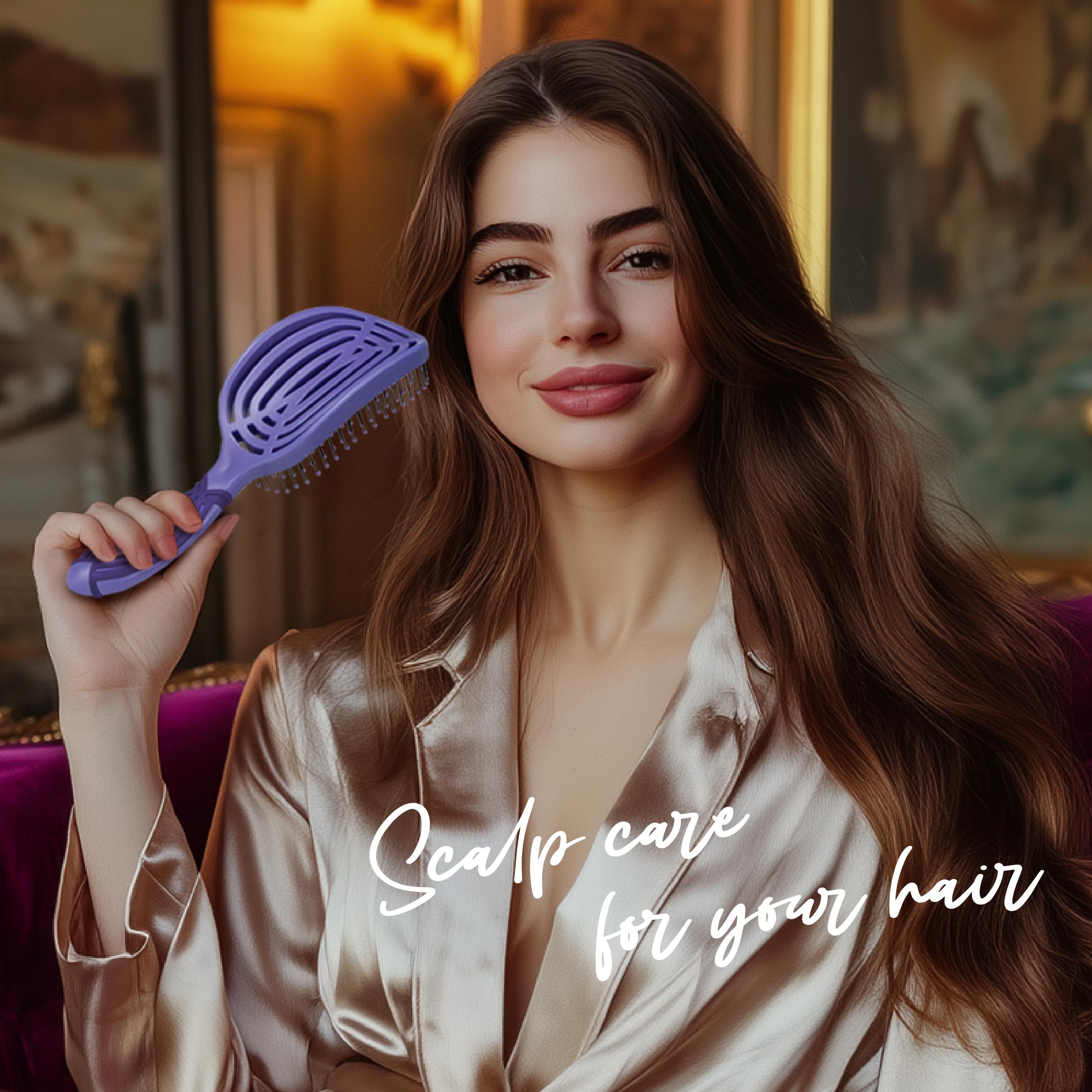 NuWay 4HAIR® DoubleC PRO® US opatentowana podwójnie zakrzywiona szczotka do rozczesywania nadaje się do suszenia włosów (hiacynt)