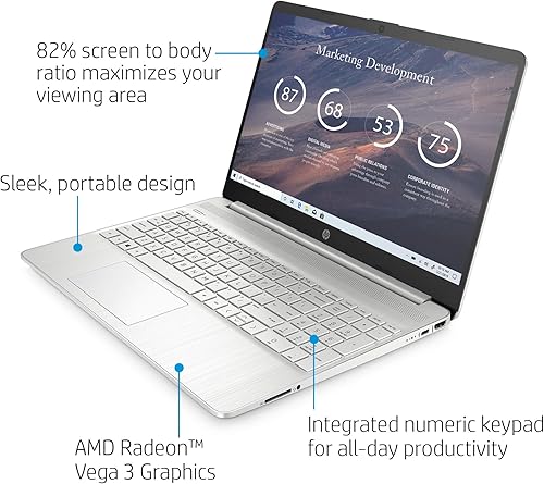Miniatura 4 de HP Portátil HD de 15,6 pulgadas, procesador AMD Ryzen 3 3200U, 8 GB de RAM, SSD de 256 GB, Windows 10 Home (15-ef0021nr, plata natural)