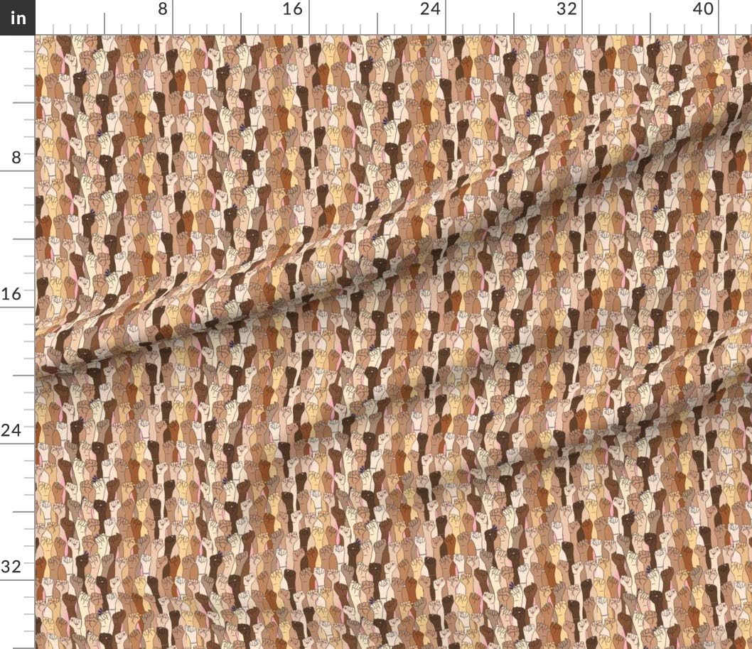 Spoonflower Fabric - Women Girl Power Woman Unity Strength African American Hand Fist Poc Printed on Cotton Poplin Fabric by The Yard - Sewing Shirting Quilting Dresses Apparel Crafts