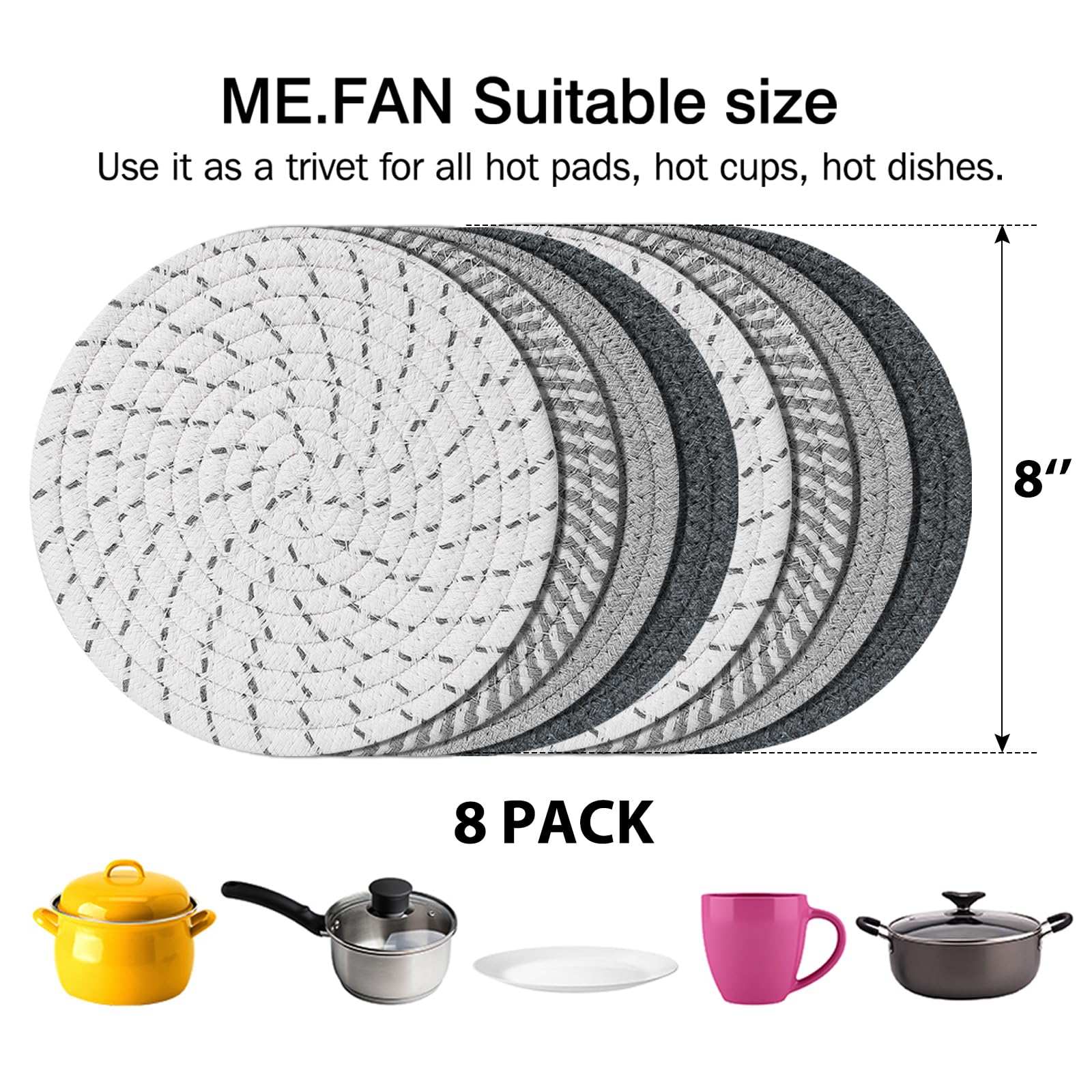 ME.FAN Cotton Trivets - 8 Set Heat Resistant -2 ME.FAN Cotton Trivets - 8 Set Heat Resistant -2