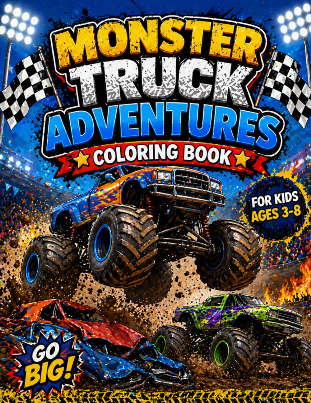 Monster Truck Adventures Coloring Book: Fun and Easy Monster Truck Coloring Pages for Kids Ages 3-8 (Adventures Coloring Book Series)