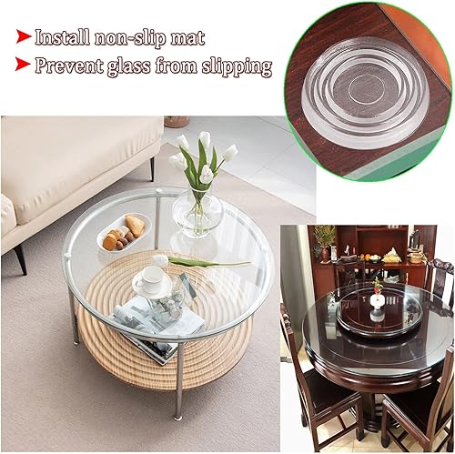 Miniatura 2 de Mesa redonda de vidrio templado transparente de 16 pulgadas, 18 pulgadas, 20 pulgadas, 22 pulgadas, 24 pulgadas, 30 pulgadas, mesa de comedor, mesa