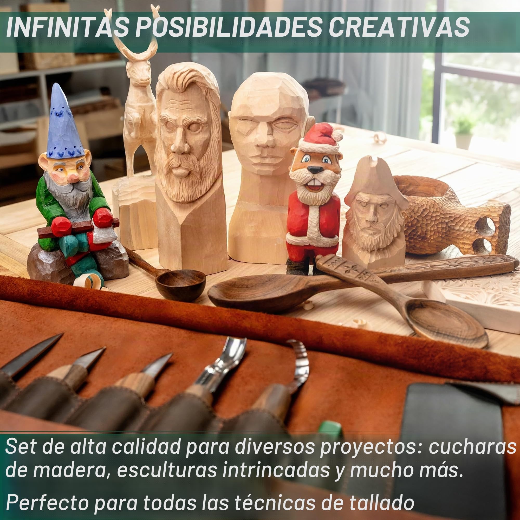 BeaverCraft Kit de Talla de Madera de Lujo S18X - Juego de Cuchillos para Tallar - Juego de Cuchillos para Tallar - Kit para Trabajar la Madera S18X