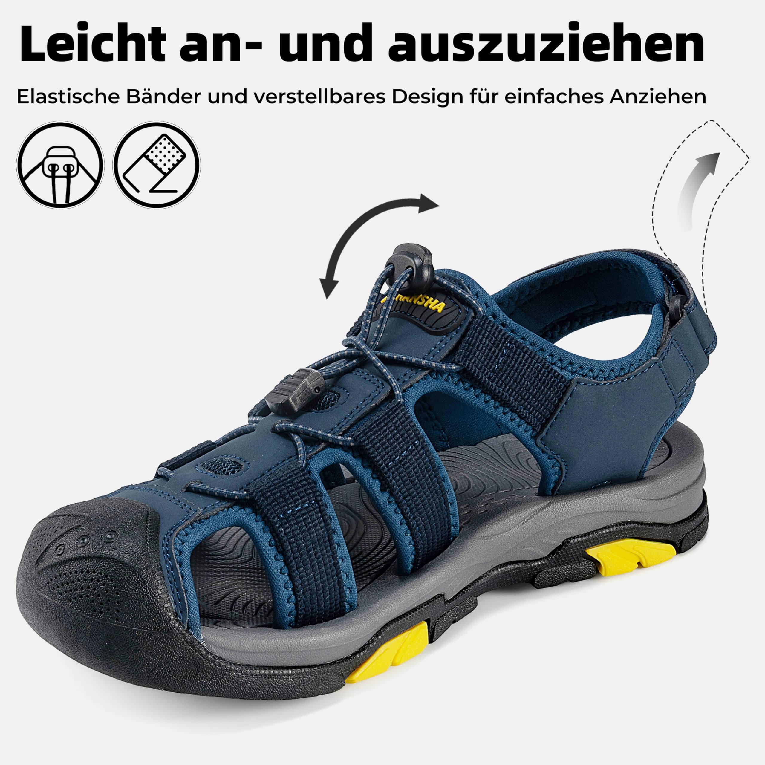 Mishansha Geschlossene Sandalen Herren Atmungsaktive Wandersandalen rutschfeste Outdoor Gr.39-46