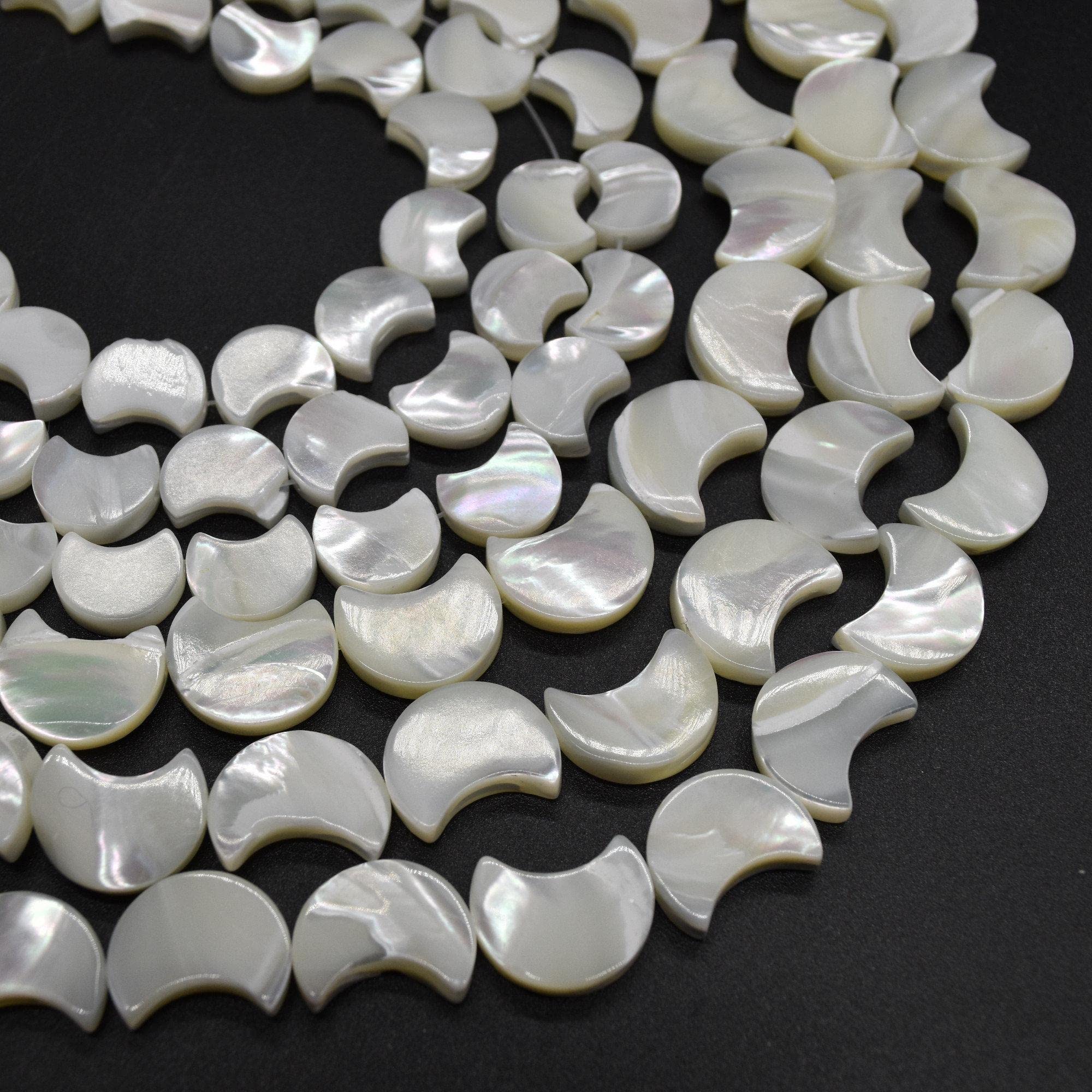 Mother of Pearl Shell Moon Shaped Beads - 16mm - 15'' Strand