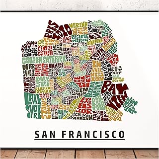 San Francisco Neighborhood Map Print, signed print of my original hand drawn San Francisco typography map art